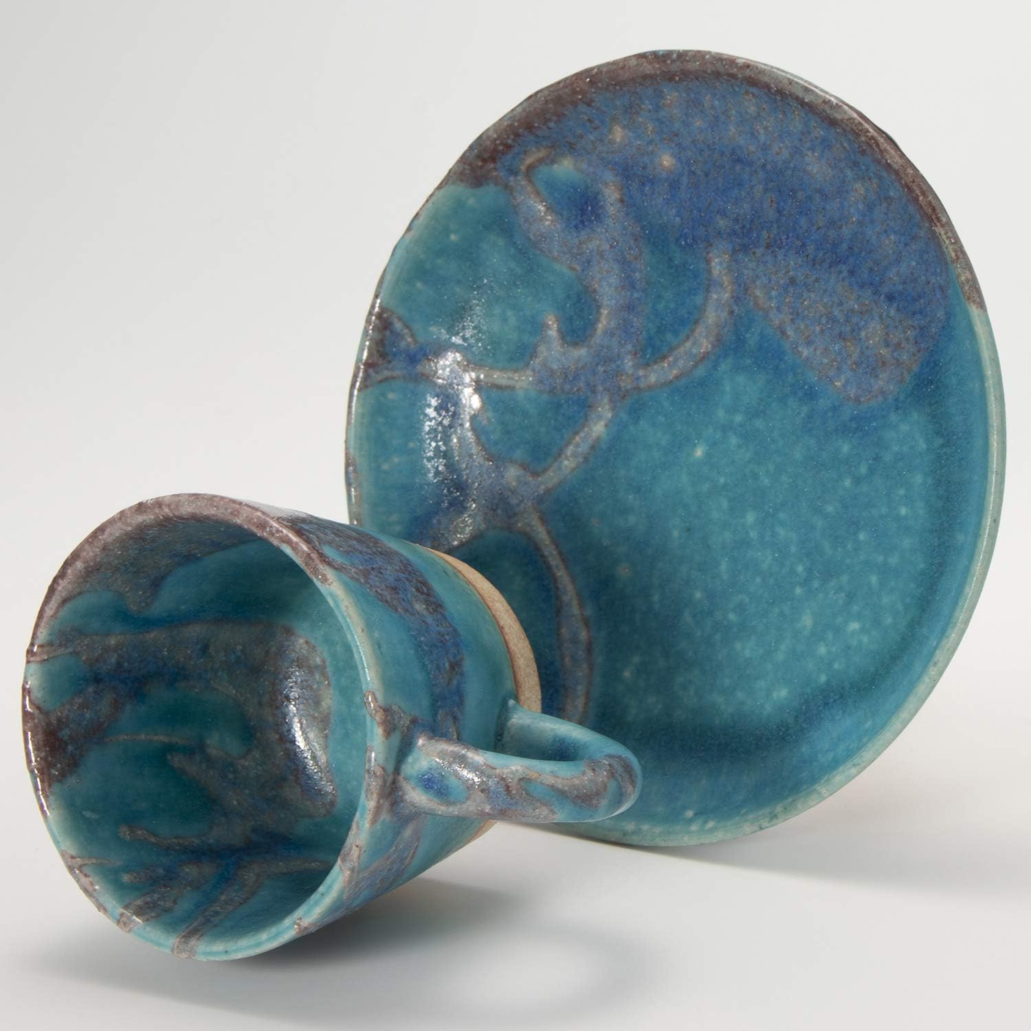 Shigaraki Ware Hechimon Cup & Saucer Dewgrass Petite