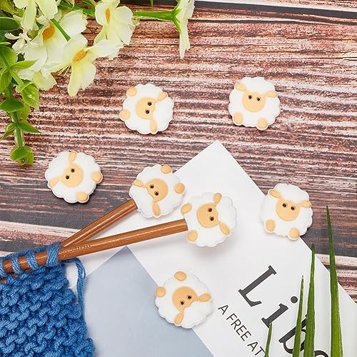 Miniatura 5 de WEBEEDY Tapones de aguja de tejer de oveja, protectores de punta de aguja, protectores de punta de tejer pequeños, tapas de extremo de aguja,