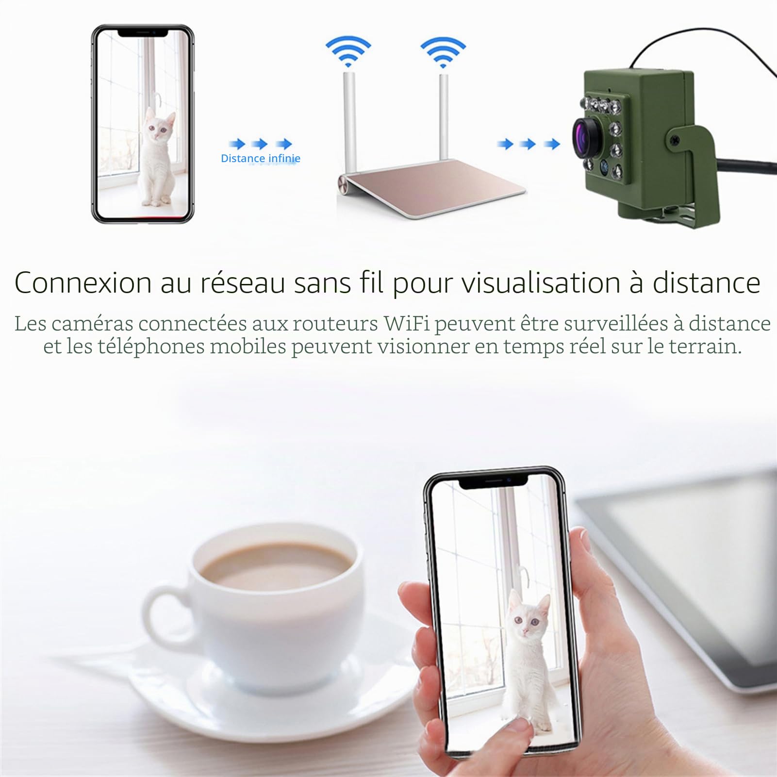 PUSOKEI Caméra pour Oiseaux, Caméra WiFi pour Nichoir à Oiseaux, Projecteur Infrarouge Grand Angle, Vision Nocturne, Caméra de sécurité WiFi, Installation Facile sur la Plupart des