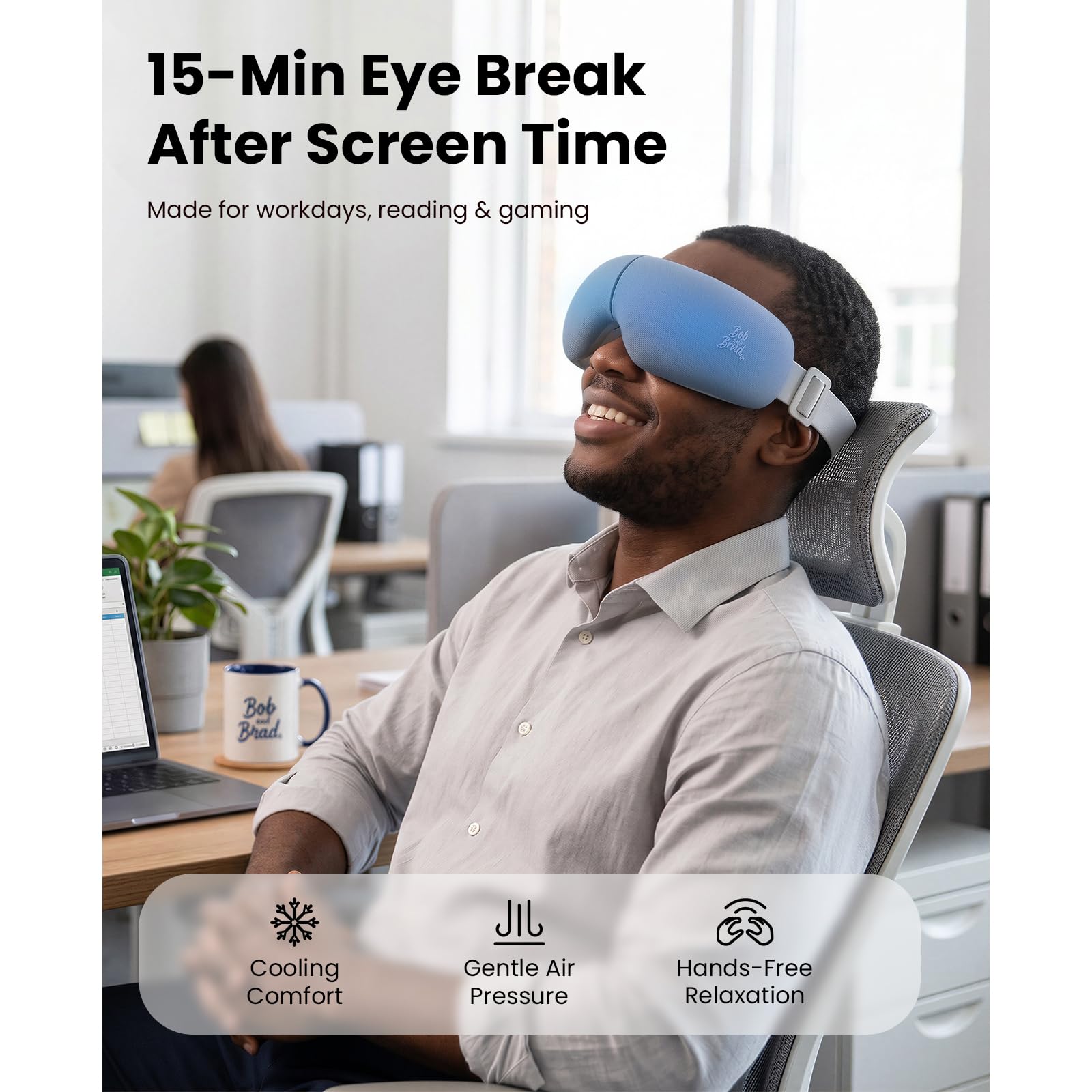 BOB AND BRAD EYEFLOW Eye Massager with Chip Cooling & Heating, FSA Eligible & HSA Heated Eye Mask, Air Compression for Puffiness, Dark Circles, Dry Eyes, Screen Fatigue, Gifts for Women & Men image 4