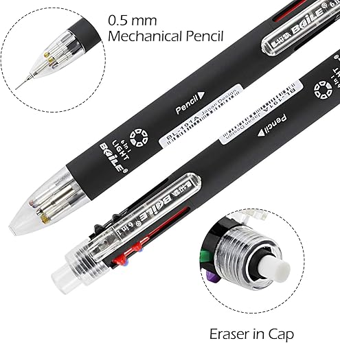 Miniatura 3 de Baile Bolígrafo multifuncional 6 en 1 de 0.028 in, 5 colores y 0.020 in en un bolígrafo, 5 bolígrafos, 5 repuestos de plomo, 4 recambios de plomo