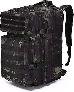 SHANNA 45L Military Tactical Backpacks, Large Capacity Hiking Camping Backpack, Waterproof Outdoor Sport Gym Travel Daypack Molle Army Rucksack 3 Day Bug Out Bag Survival Equipment for Men Women