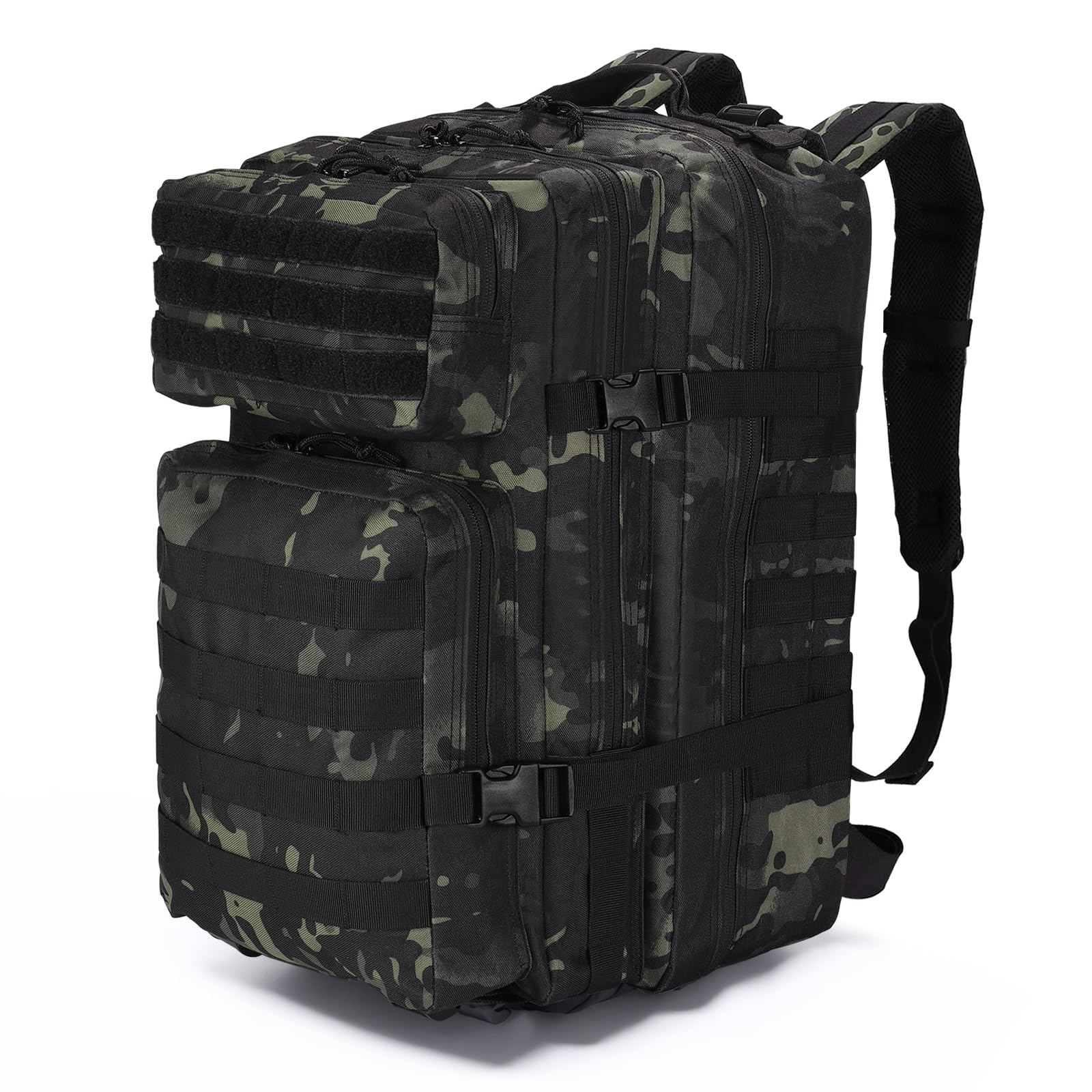 SHANNA 45L Military Tactical Backpacks, Large Capacity Hiking Camping Backpack, Waterproof Outdoor Sport Gym Travel Daypack Molle Army Rucksack 3 Day Bug Out Bag Survival Equipment for Men Women