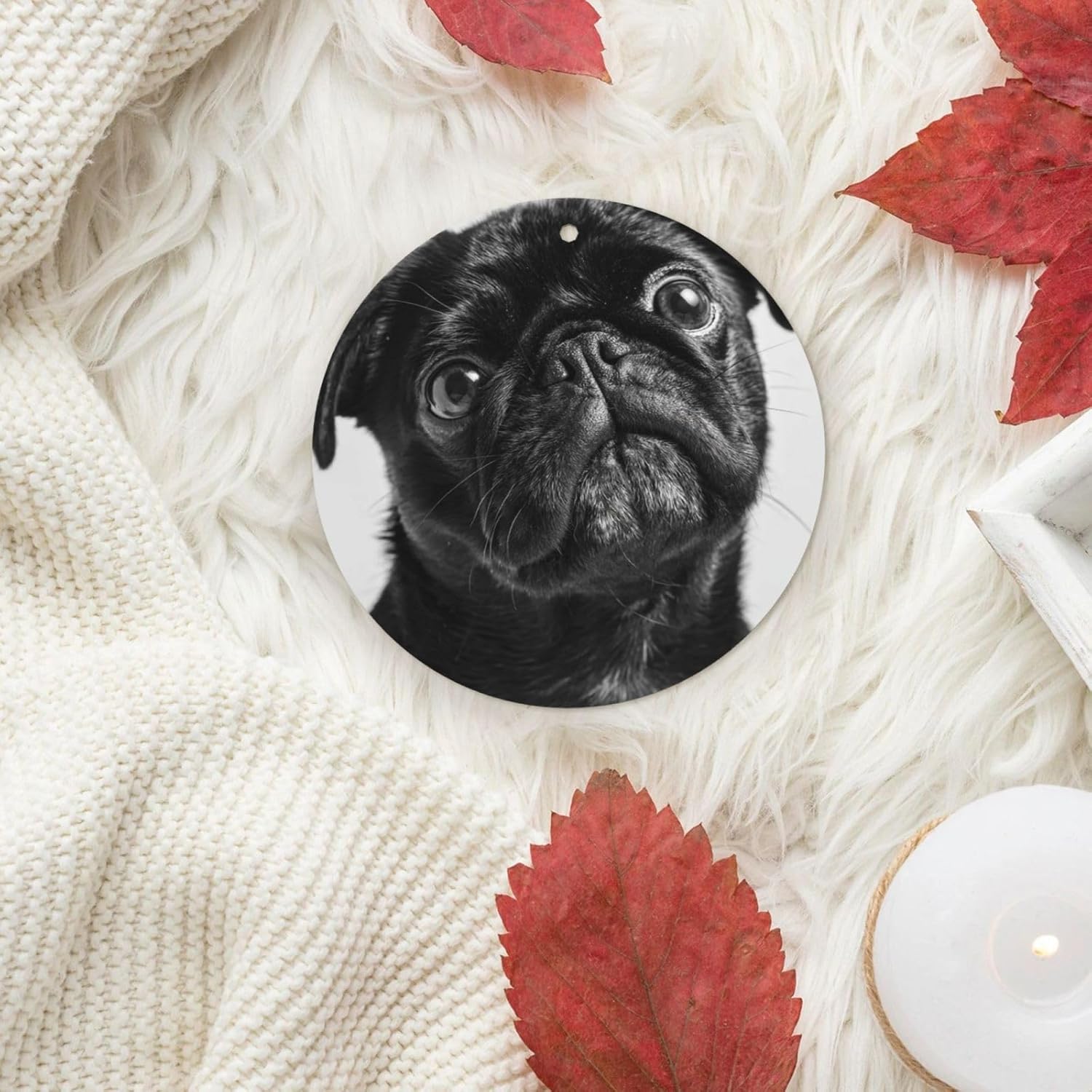 Car Air Freshener 24 PCS Cute Pug Dog Hanging Car Air Fresheners Auto Interior Decor Card Freshener Strong Scented Card Lavender Cars Scents for Office Bedroom Close Drawer Round Shape