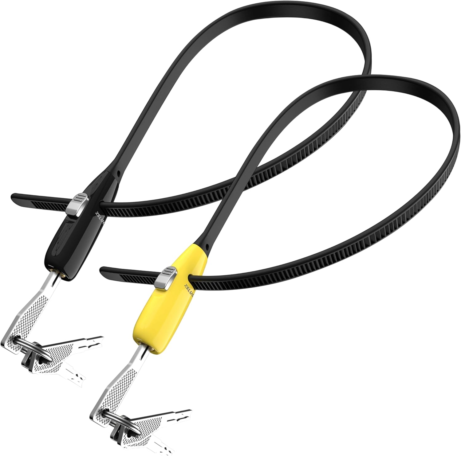 20 Inch Zip Tie Lock Keyed Alike, Adjustable Cable Lock with 6 Keys, All Weather Stainless Steel Core Security Tie Lock for Bike, Ski, Helmet, Cabinet, Stroller, Refrigerator (2 Pack, Yellow, Black)