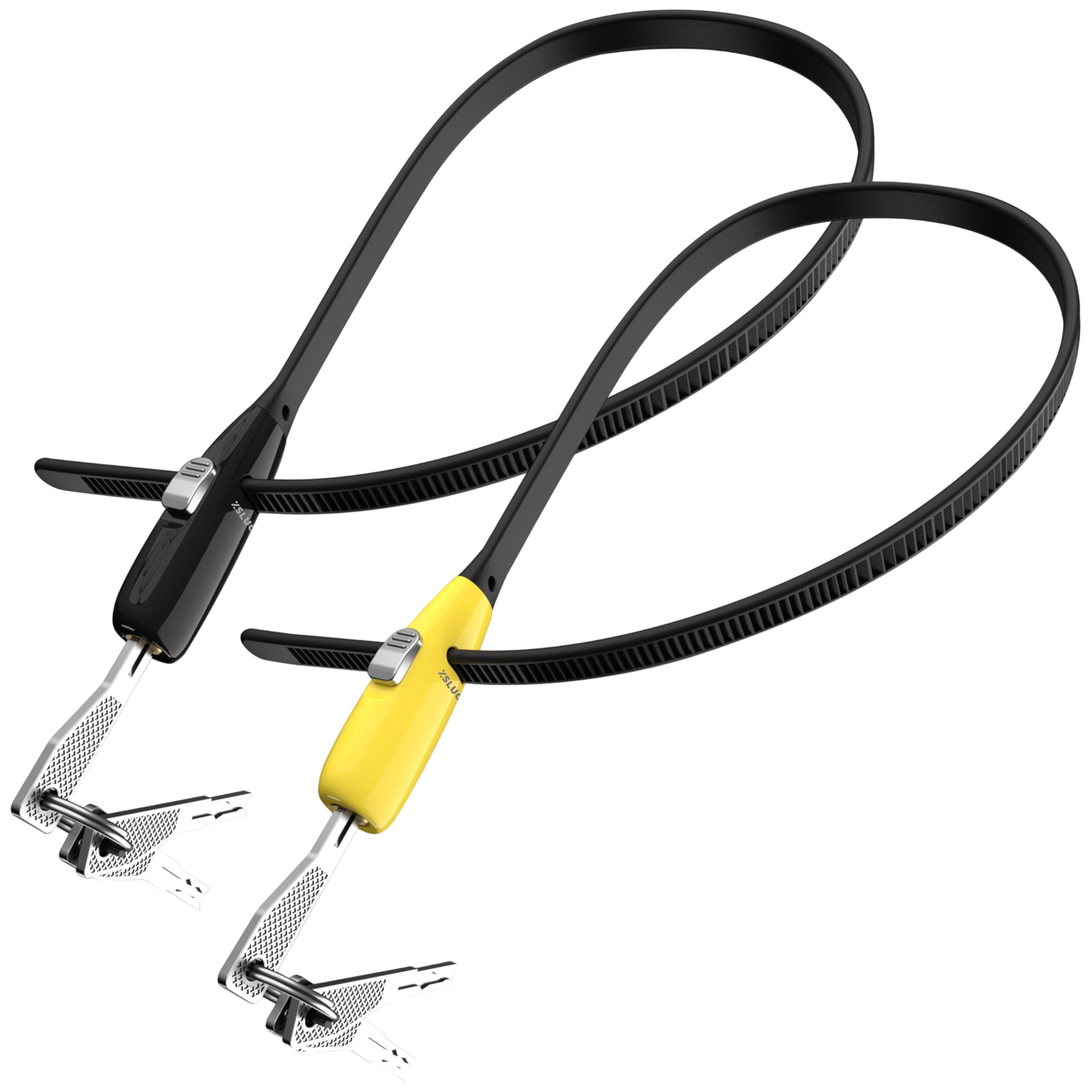 Lucchetto con chiusura a zip con 3 chiavi, 50,8 cm (2 set, nero + giallo), in acciaio inox, per biciclette, cancelli, passeggini, bagagli, frigoriferi e recinzioni