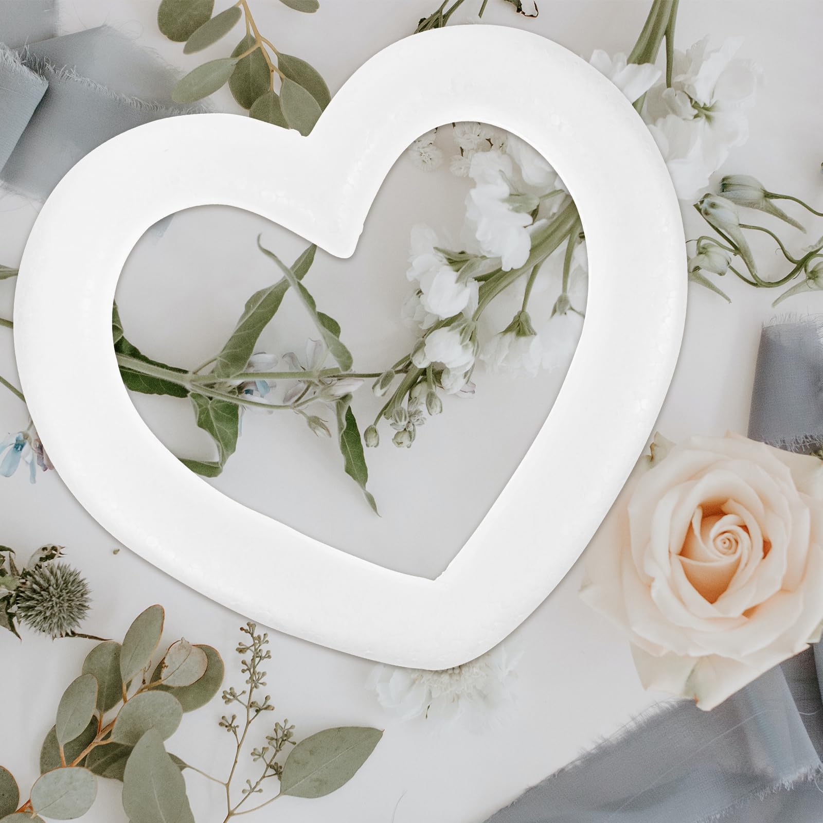 NUOBESTY 2pcs Foam Heart Rings Heart Foam Wreaths for DIY Craft Party Decoration, As Shown, 25X25cm - Image 4