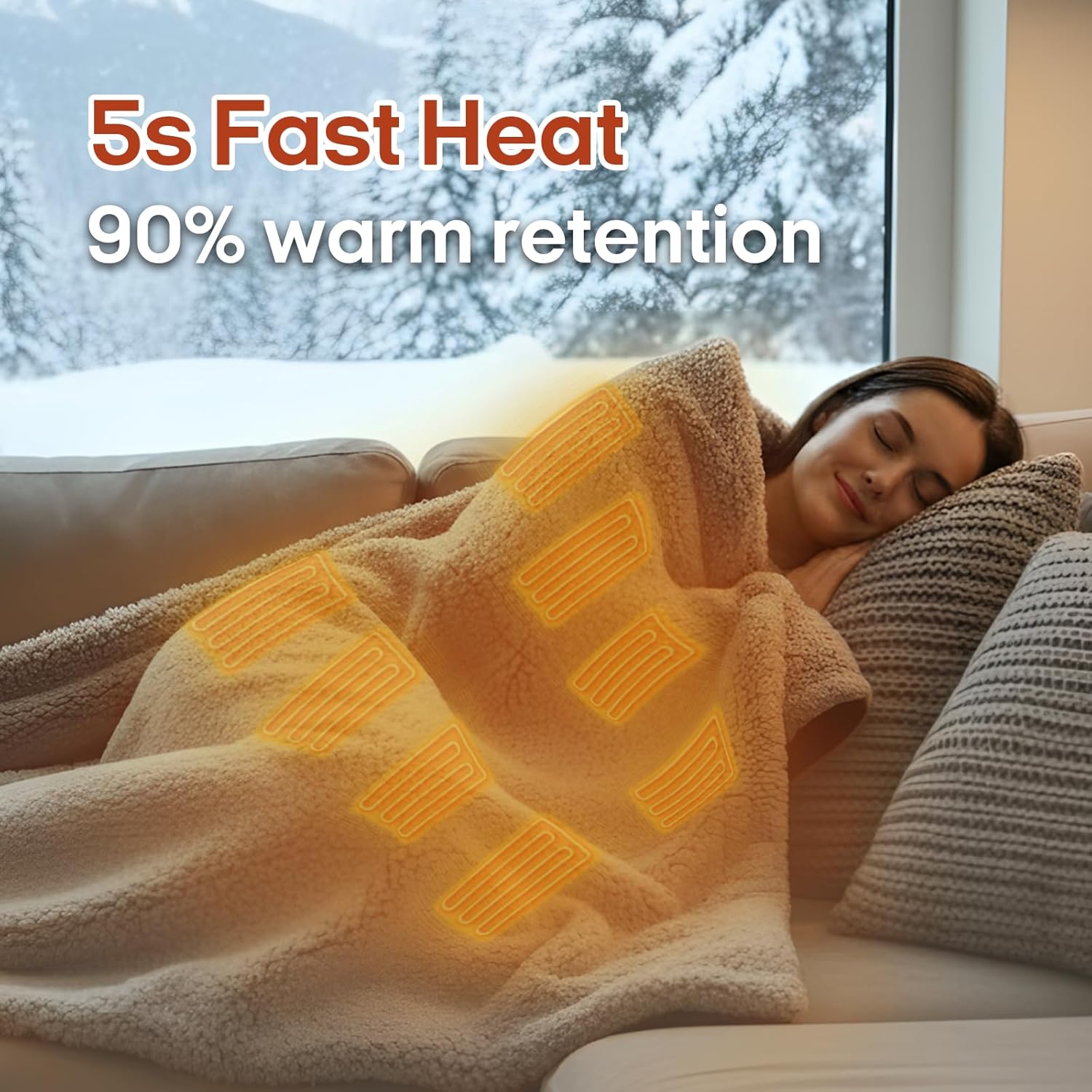 ZonLi Heated Blanket, Electric Portable Cordless Heated Wearable Blankets Battery Operated Heated Throw Blanket, Rechargeable Power Bank for Home, Office, Living Room, Camping, Travel - Image 3