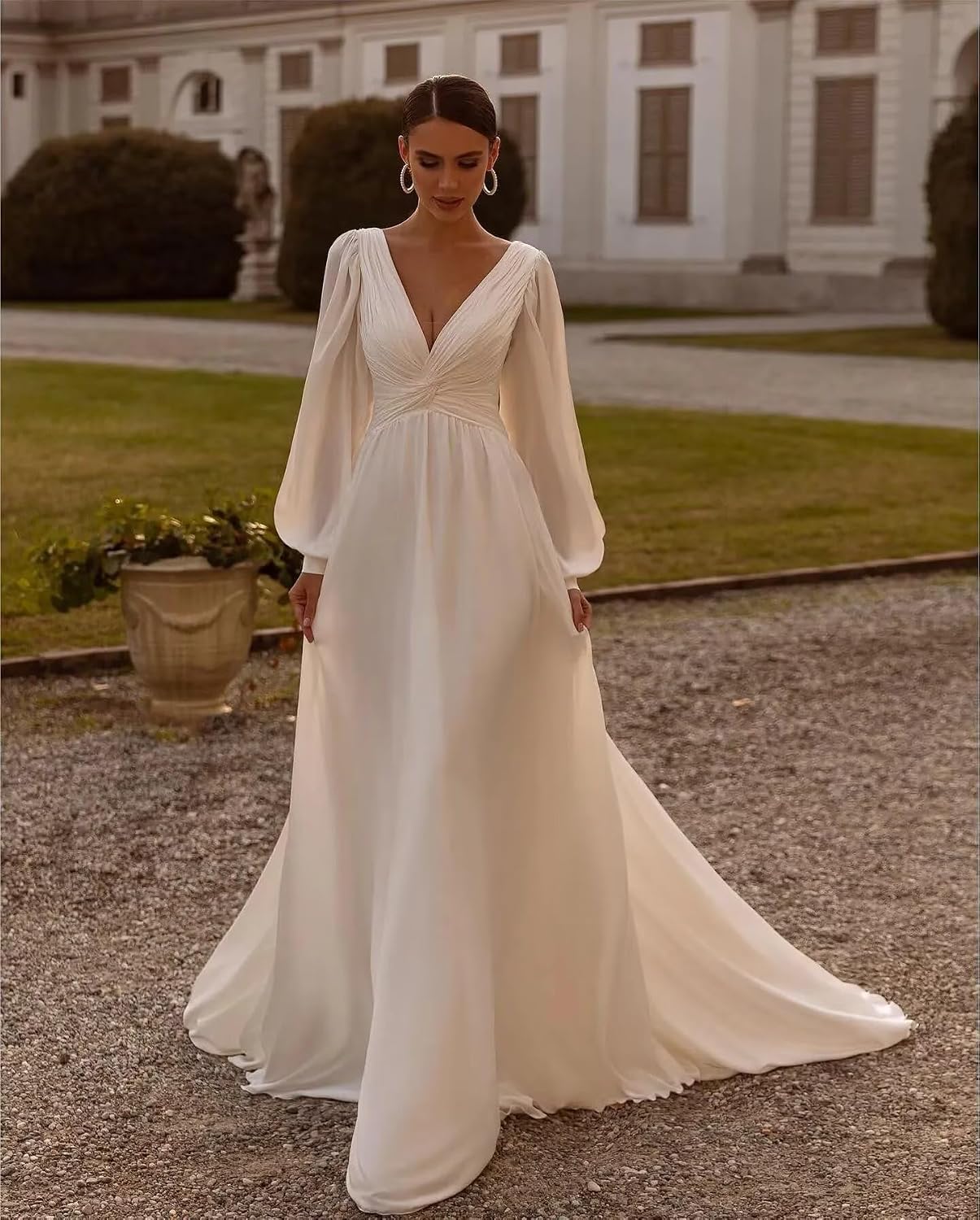 Western Wedding Dresses for Bride Lace Appliques Simple Boho Beach Bridal Ball Gown with Train for Women 2026