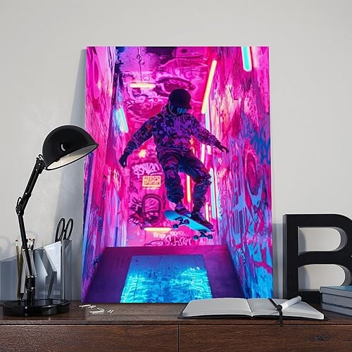 Miniatura 8 de Retro Cyber Skater Wall Art  Y2K Punk Poster for Cool Teen Room Decor & Gamers Poster Print Decorative Painting Canvas Wall Art Living Room Posters