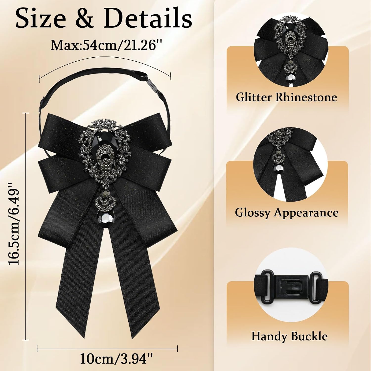 Rhinestone Bow Ties for Men, Sparkle Mens Bowtie Adjustable Men's Bowties for Wedding Prom Party Date - Image 3