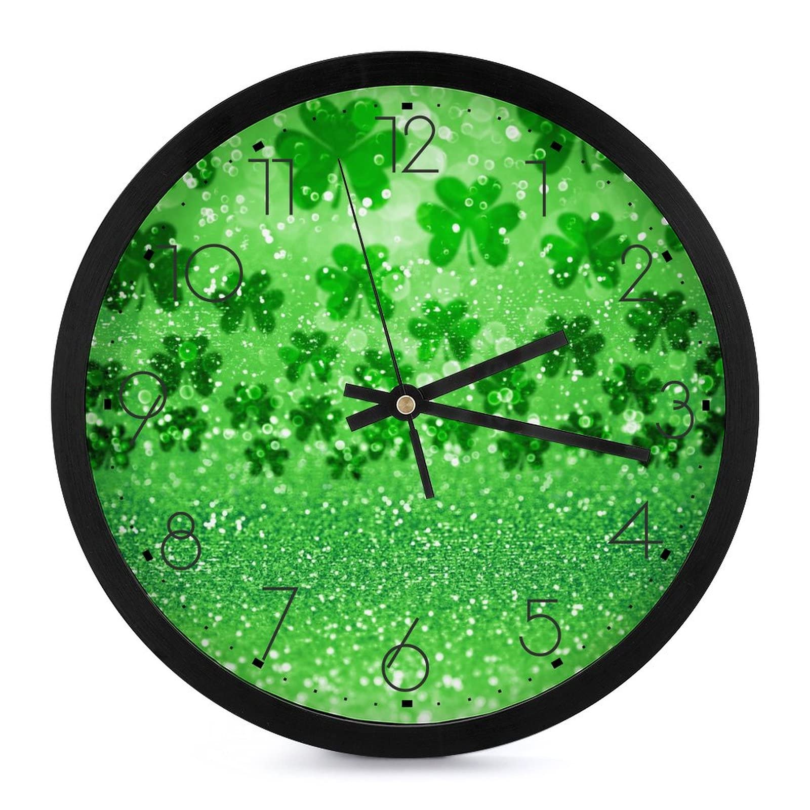 Horloge murale trèfles à paillettes pour embellir un mur vide de salon moderne