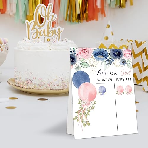 Miniatura 6 de LNOKRIM Juegos de fiesta de revelación de género, letrero de mesa de votación con tema de oso para revelación de género, 48 calcomanías de votación