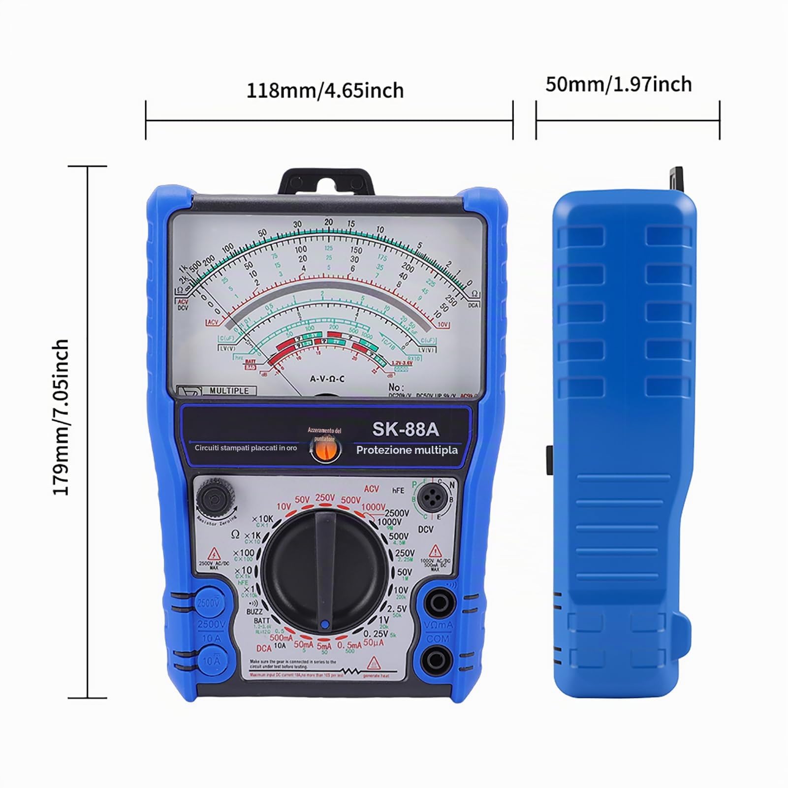 Cocoarm SK88A Multimetro Analogico, Tester con Custodia in Silicone, Supporto e Magnete per Riparazioni Elettrodomestici, Manutenzione Elettrica, Ricerca Scientifica, Lavori Elettrici (SK-88A)