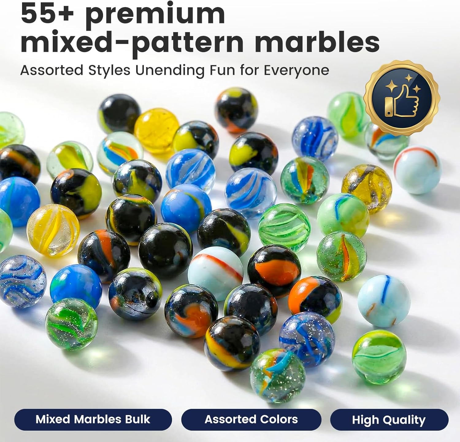 POPLAY Colorful Glass Marbles, 0.6 inch Marbles Bulk for Kids Marble Games,DIY and Home Decoration