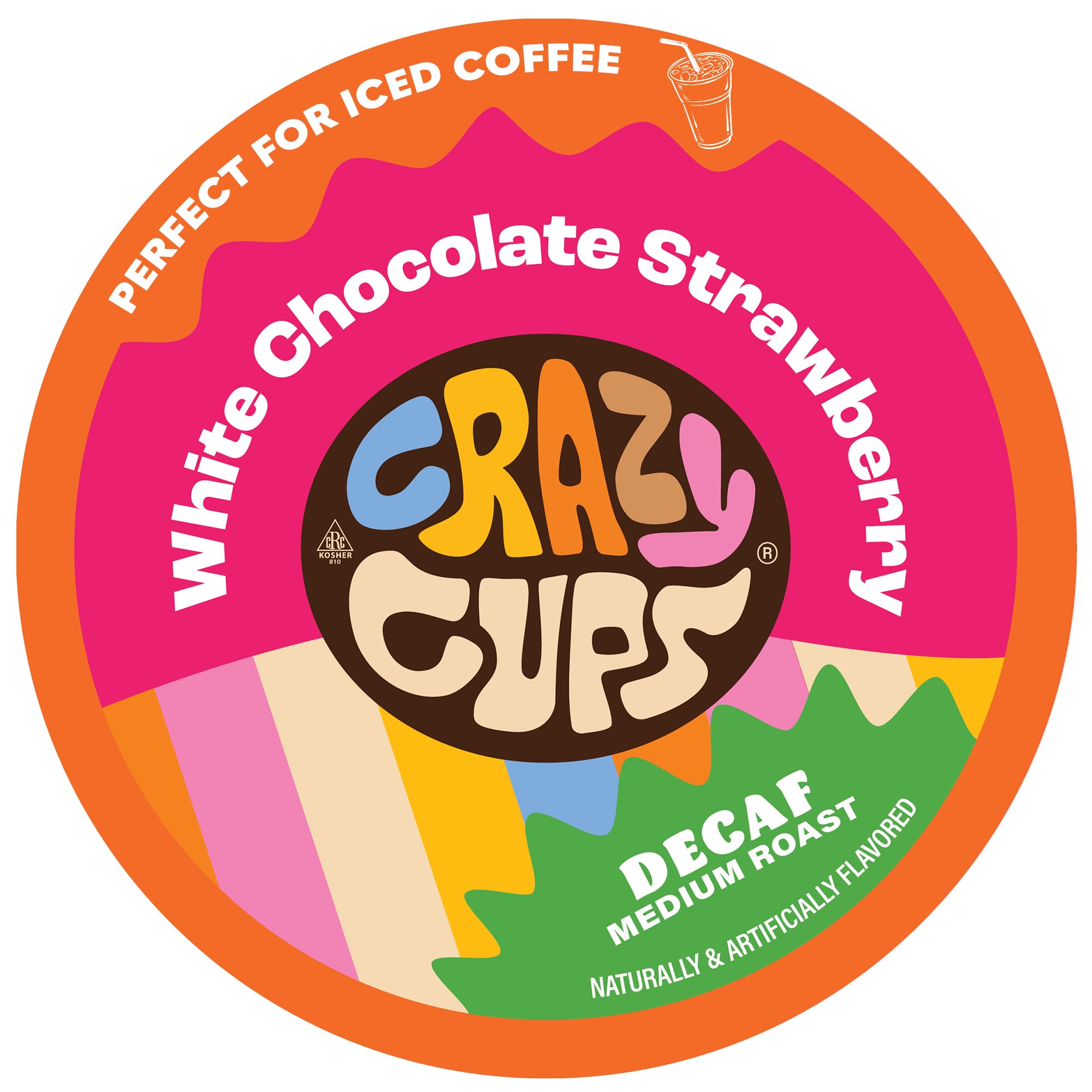Crazy Cups Aromatisierter Einzelportionskaffee für Keurig K-Cups Maschinen, entkoffeinierte weiße Schokolade Erdbeere, 22 Kapseln pro Box