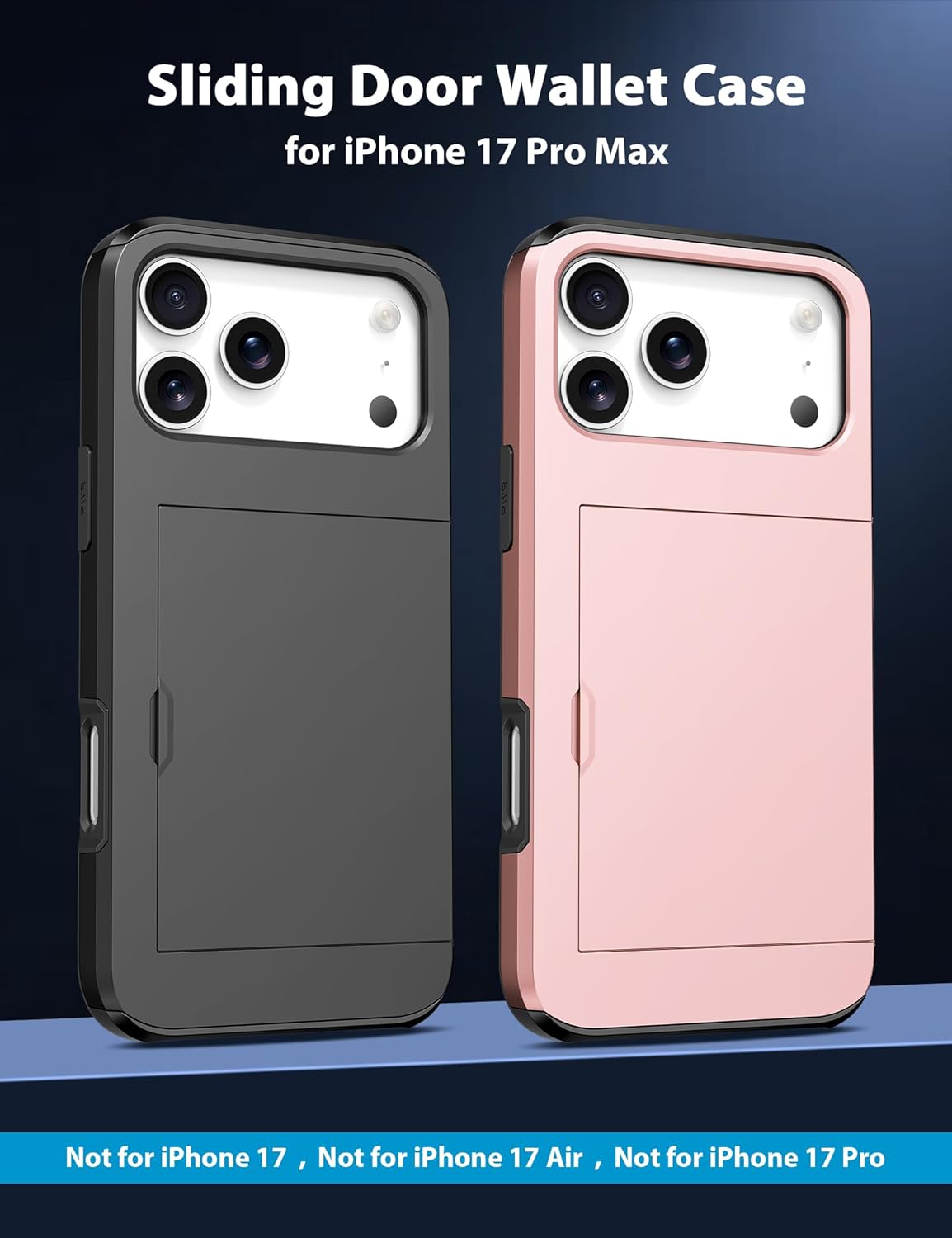 TOPAUX for iPhone 17 Pro Max Wallet Case Slim Credit Card Holder Slot Slide Cover Back Pocket Compartment 2 Layer Shock Absorption TPU Bumper Anti-Scratch Protective Shell for iPhone 17 Pro Max Black - Image 6