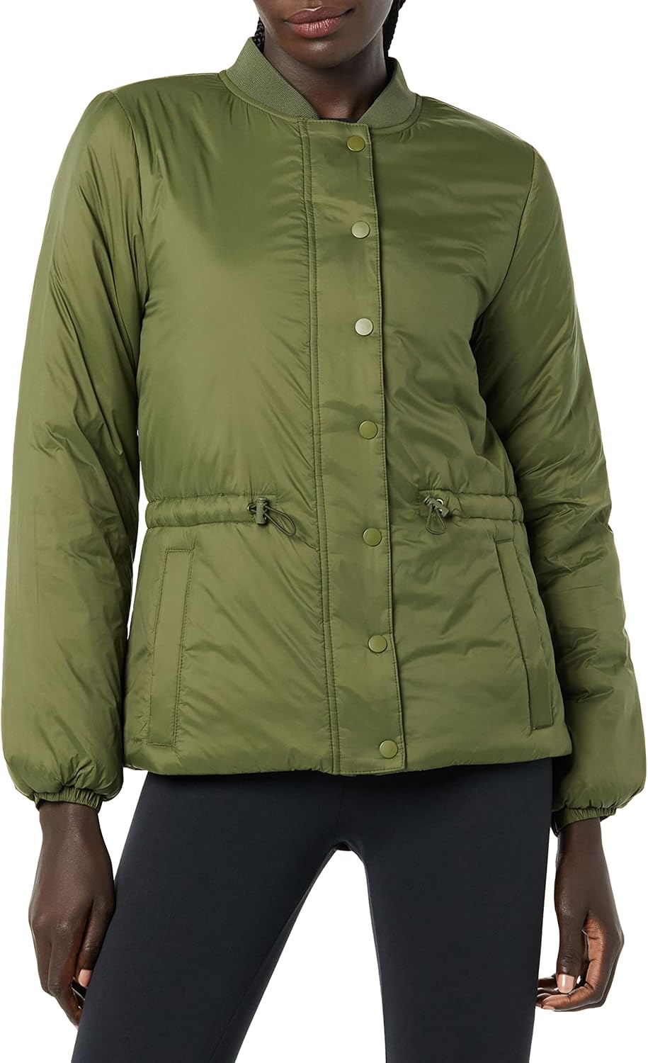 Amazon Essentials Women's Waist Padded Bomber Jacket