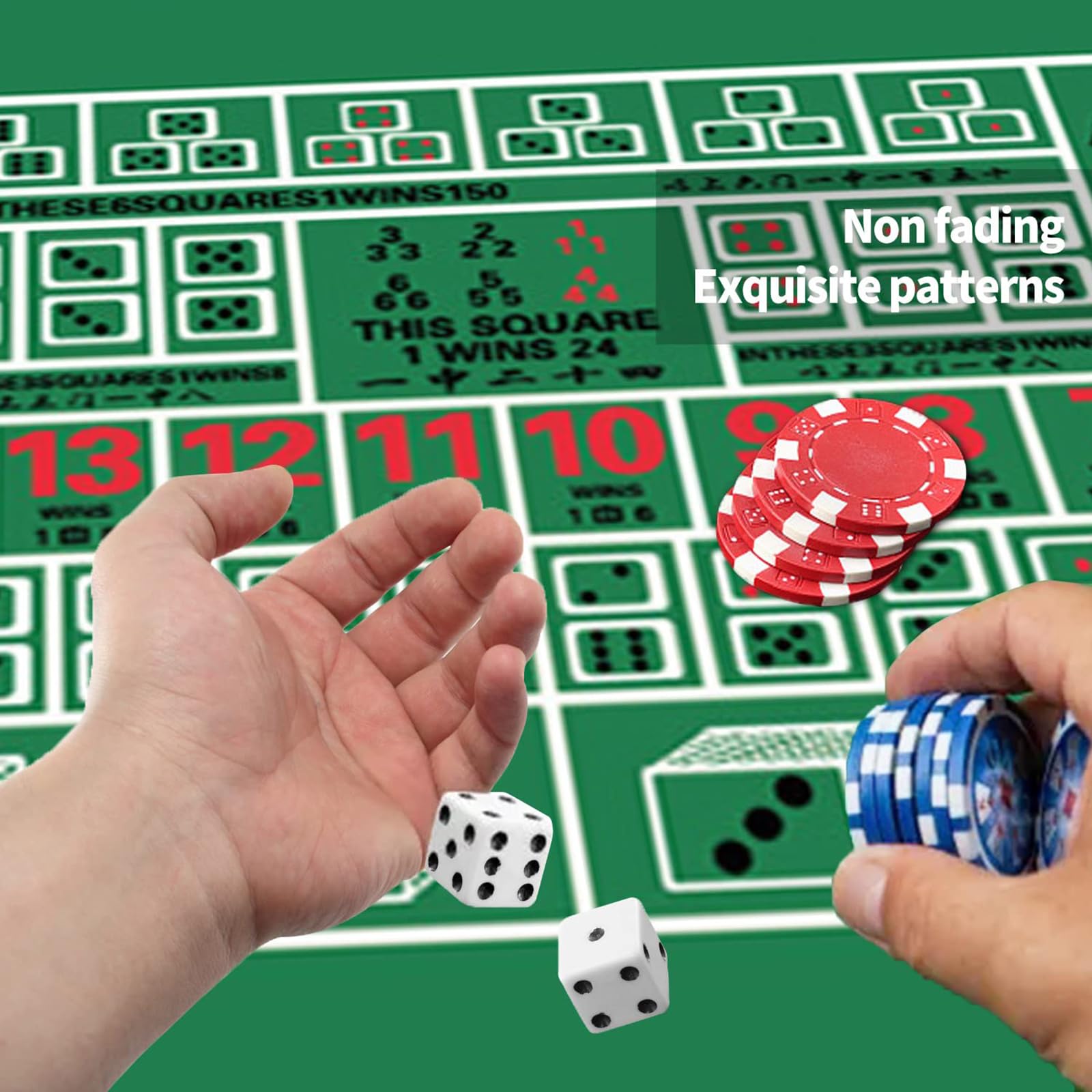 Tapis de Table de Poker, Tapis de Disposition Jeu Joueurs avec Sac Transport Dessus Table Poker en Mousse for Jeux, Casino, Blackjack(S)