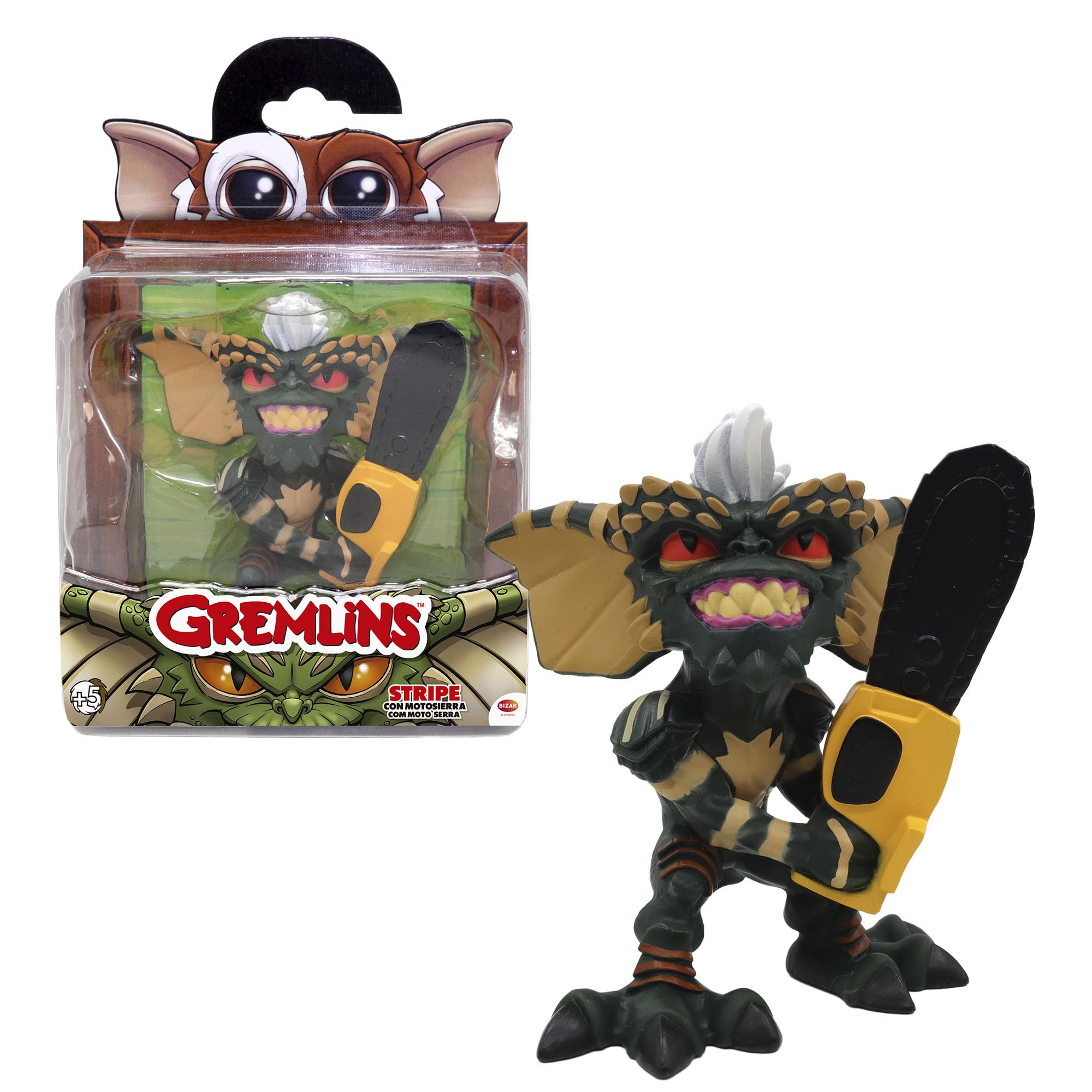 Bizak Gremlins 63246594-5 10 cm Vinyl Figure Gremlin with Chainsaw, Rigid Collector's Doll, Official Product, 6 Models to Collect, for Fans and Children from 5 Years