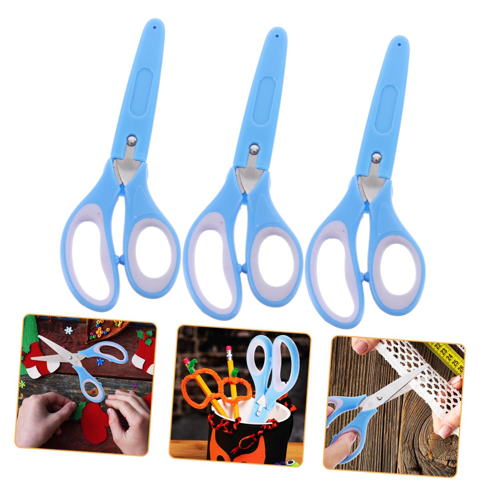 VICASKY 5 set di forbici per studenti in gomma e plastica con manicotto, forbici di sicurezza, forbici per bricolage, forbici rotonde, per cipolle, forbici per bambini, 2-5, 3 pezzi x 5