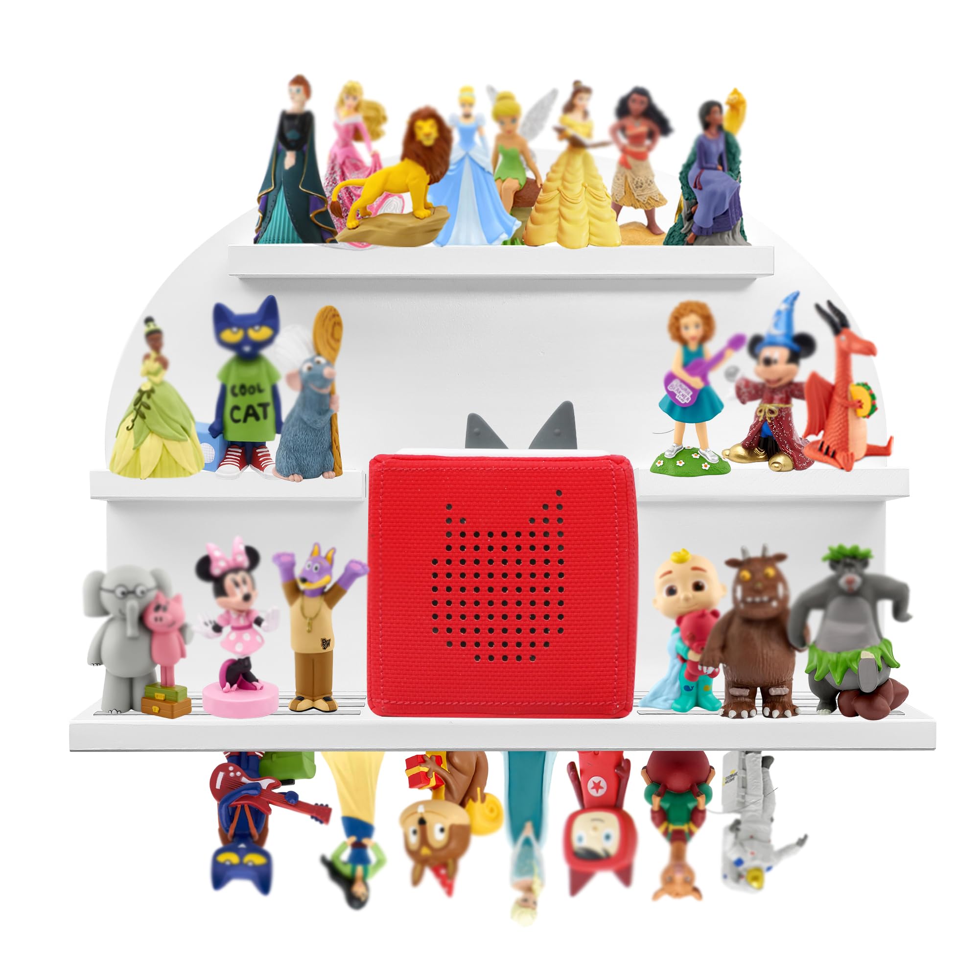 For Tonies Figures Shelf Magnetic,for Tonie box Wall Shelves,for Tonies Characters Organizer Audio Toy Figurine Storage Display Holder,Compatible Charging Station for Kid's Room,Pine,Arch,Large(White)