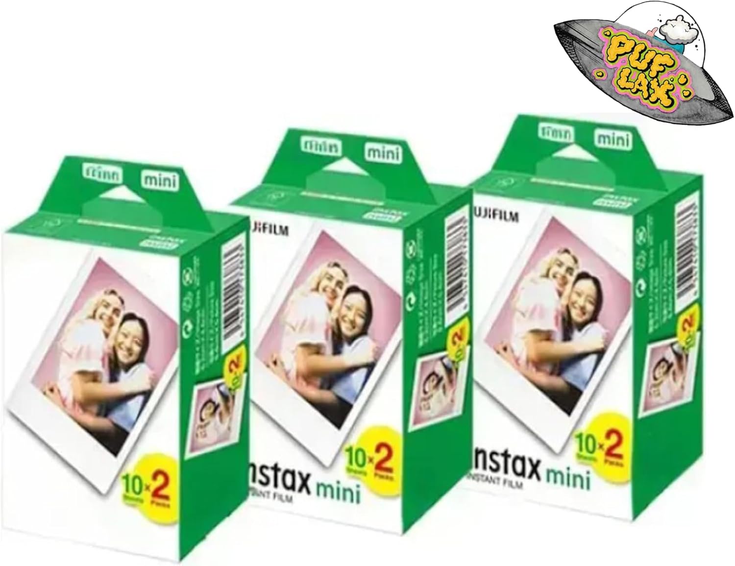 FUJIFILM Mini Instant Camera Film: 60 Shoots Total, Value Pack, (10 Sheets x 6) - Capture Memories Anytime, Anywhere - Includes Puflax UFO Sticker