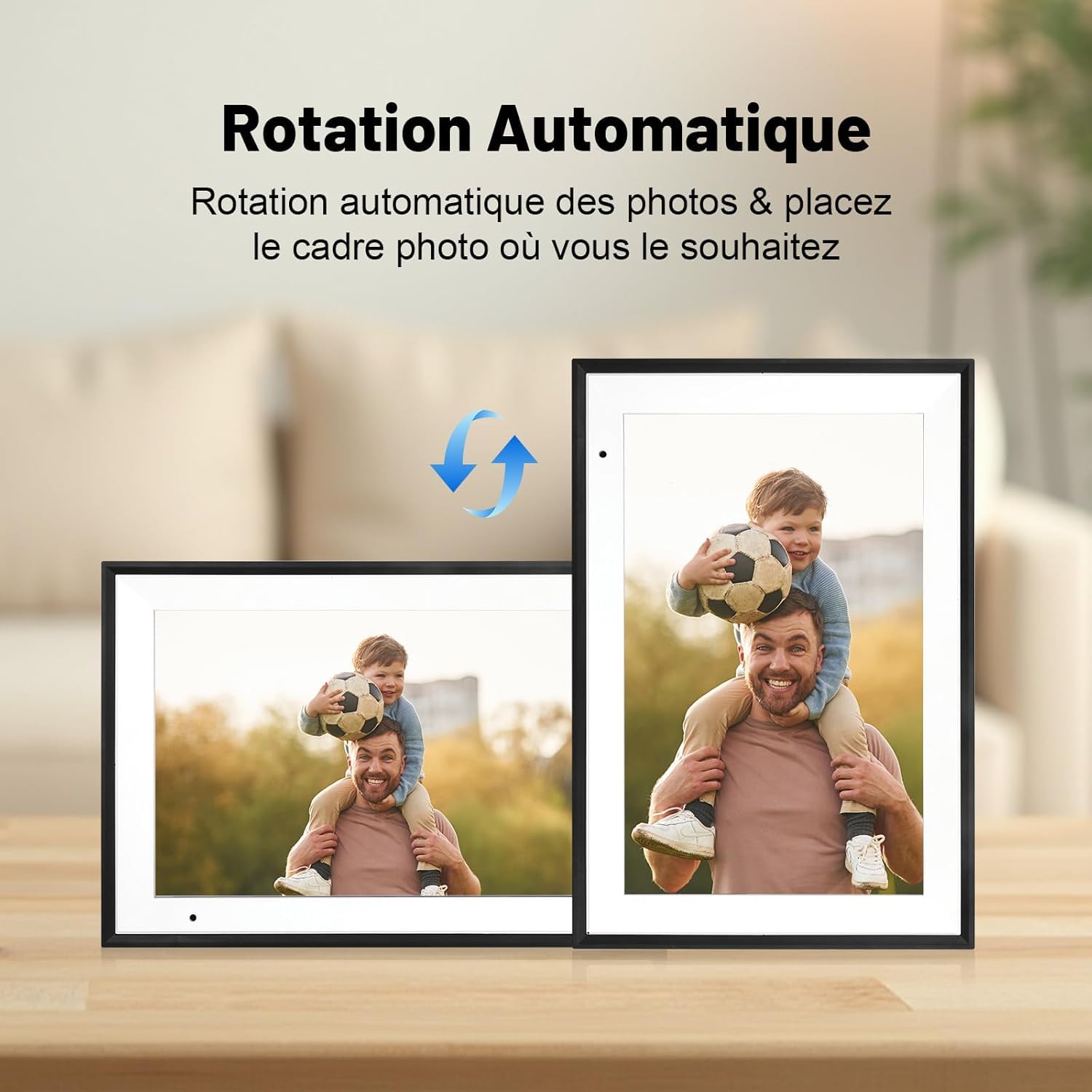 FUNCARE Cadre Photo Numérique WiFi 10,1 Pouces, Mémoire 32 Go, Écran Tactile HD 1280x800 IPS, Partage de Photos Vidéos Via APP, Rotation Automatique, Support Multilingue
