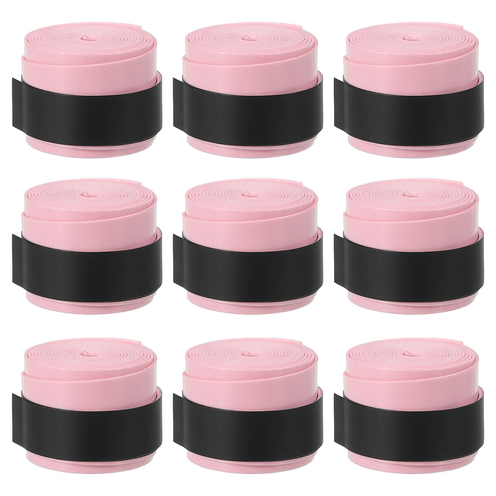 PATIKIL 43.3" Tennis Racket Grip Tape, 9 Pack Overgrip Stretchy Non-Slip Absorb Sweat for Badminton Fishing Rod, Light Pink