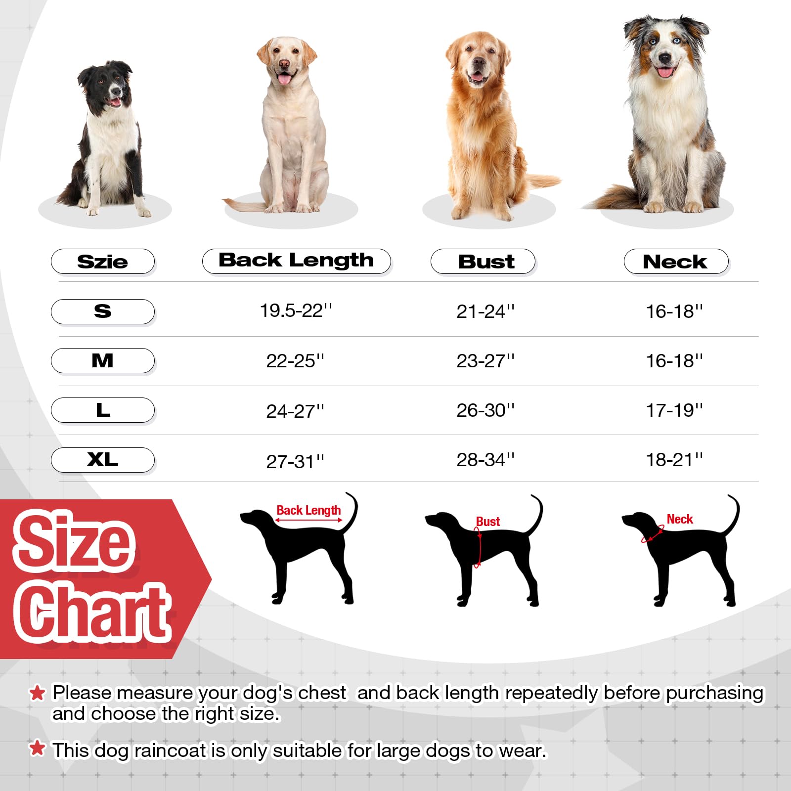 Chubasquero para perro, impermeable para perros grandes, chaqueta de lluvia ligera, poncho ajustable de 4 patas para mascotas con capucha, chaleco a prueba de nieve, ropa de lluvia con agujero