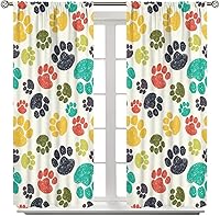 Vista 49 de Cortinas opacas con estampado de patas de perro, estampado de patas de perro y huesos, tratamiento de ventana, cortinas con aislamiento térmico