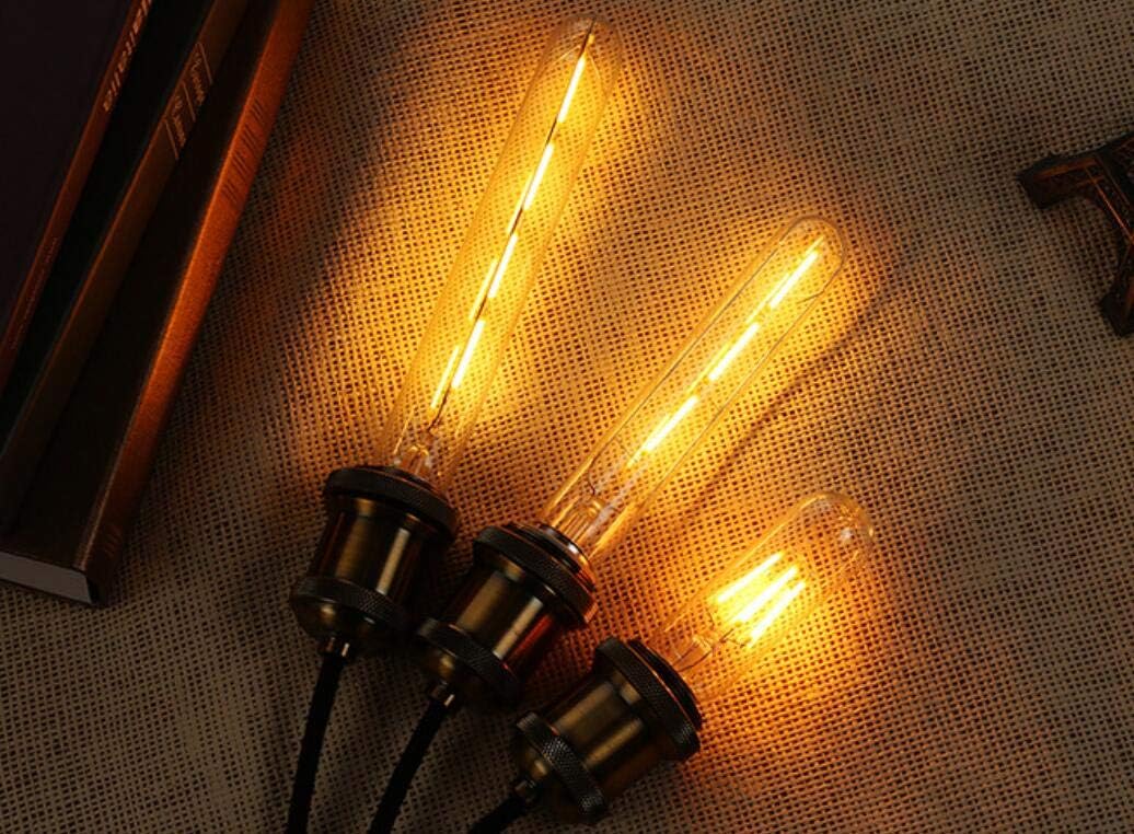 T225 Vintage LED Edison 4W Dimmable LED Tubular Filament Bulb 4 Watt(40W Equivalent) Long Tube Vintage LED Light,E26/E27 Medium Socket Base,Amber Glass,Warm White 2300K,320LM,6 Pack