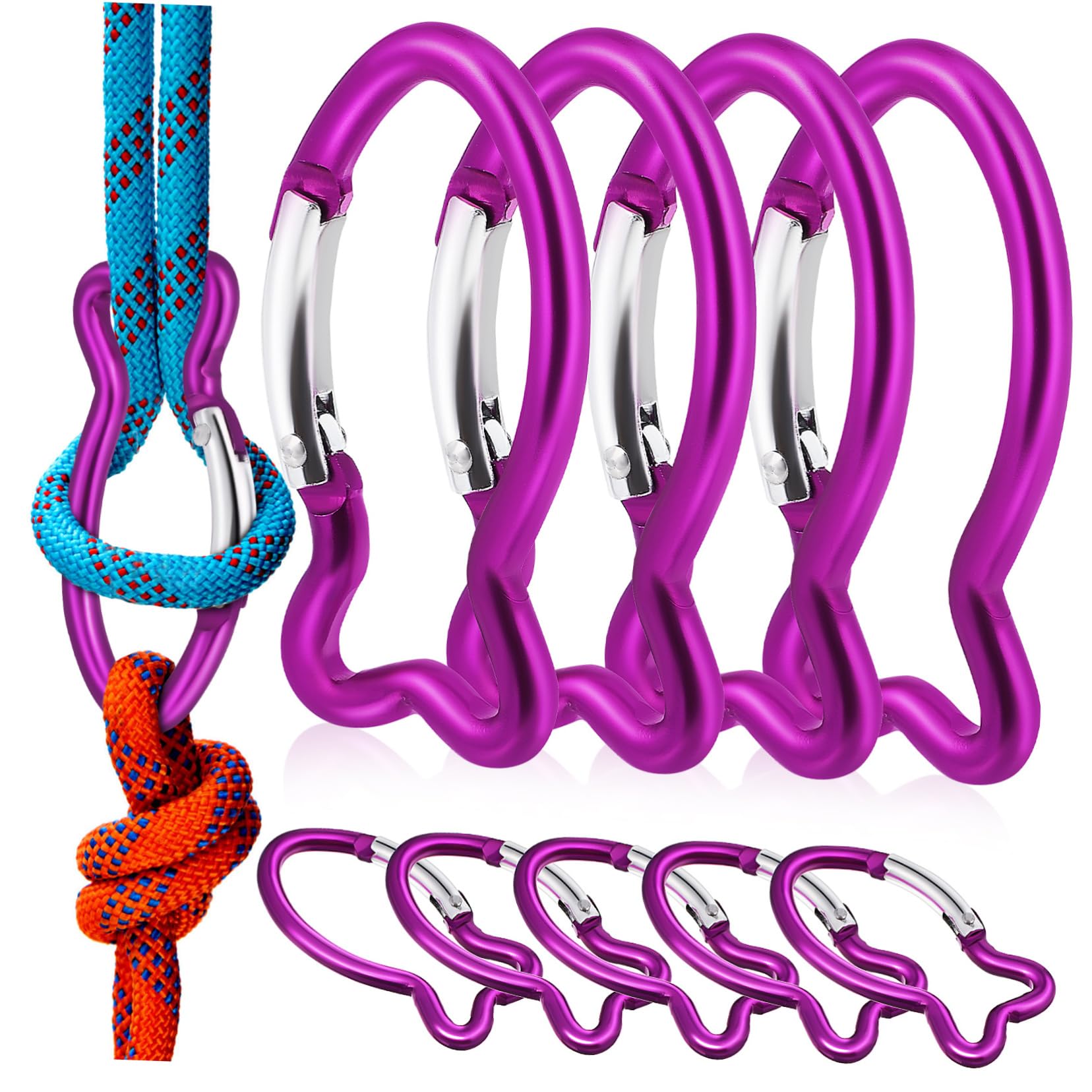 Mousquetons Porte-clés Lot de 10 en Aluminium Forme de Poisson Léger et Polyvalent pour Camping et Activités Outdoor