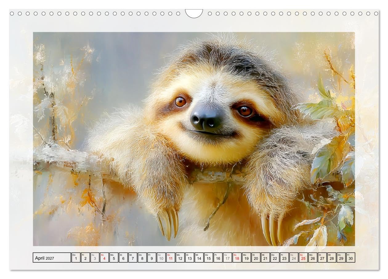 Faultiere. Das Lächeln des Regenwaldes (Wandkalender 2027 DIN A3 quer), CALVENDO Monatskalender: Liebliche Illustrationen von den entspanntesten Tiere des Dschungels (CALVENDO Tiere)