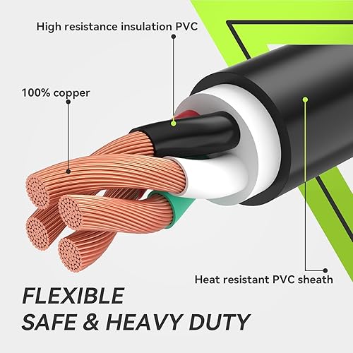 Miniatura 4 de RVMATE Cable de extensión para secadora de 4 clavijasEV de 25 pies, 30 amperios NEMA 14-30P a 14-30R 125V250V, chaqueta de PVC impermeable, perfecta