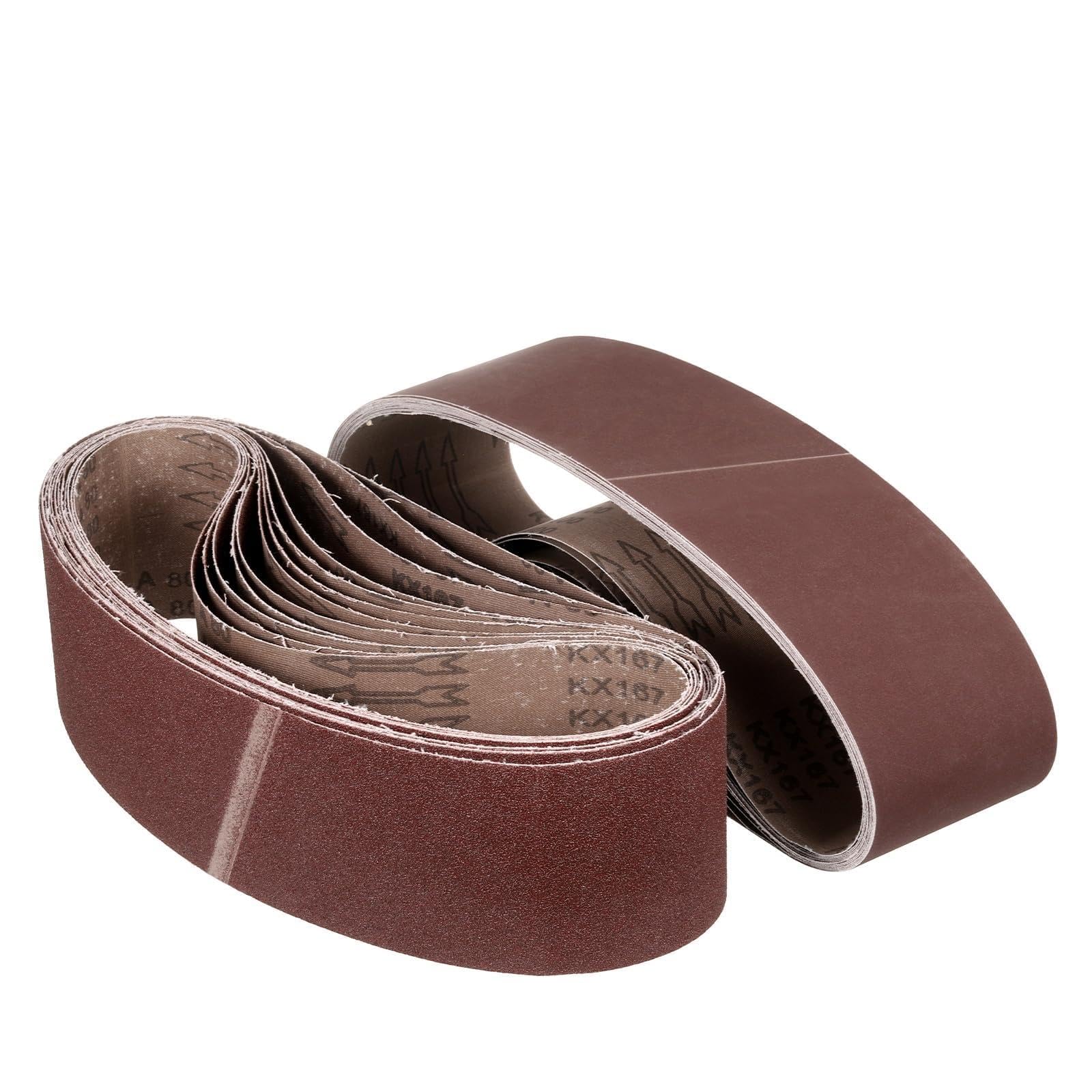 Banda de Lijado de 100mm x 915mm, 22pcs 80/100/120/150/180/240/400 Grit Bandas para Afilar Cuchillos para Afilado en Banda de Lijado Herramienta de Tallado de Cuchillos Carpintería