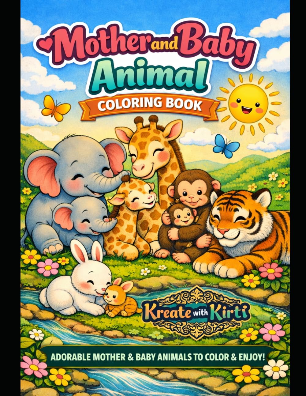 Mother & Baby Animal Coloring Book for Kids: Adorable Animal Families to Color, Learn, and Love