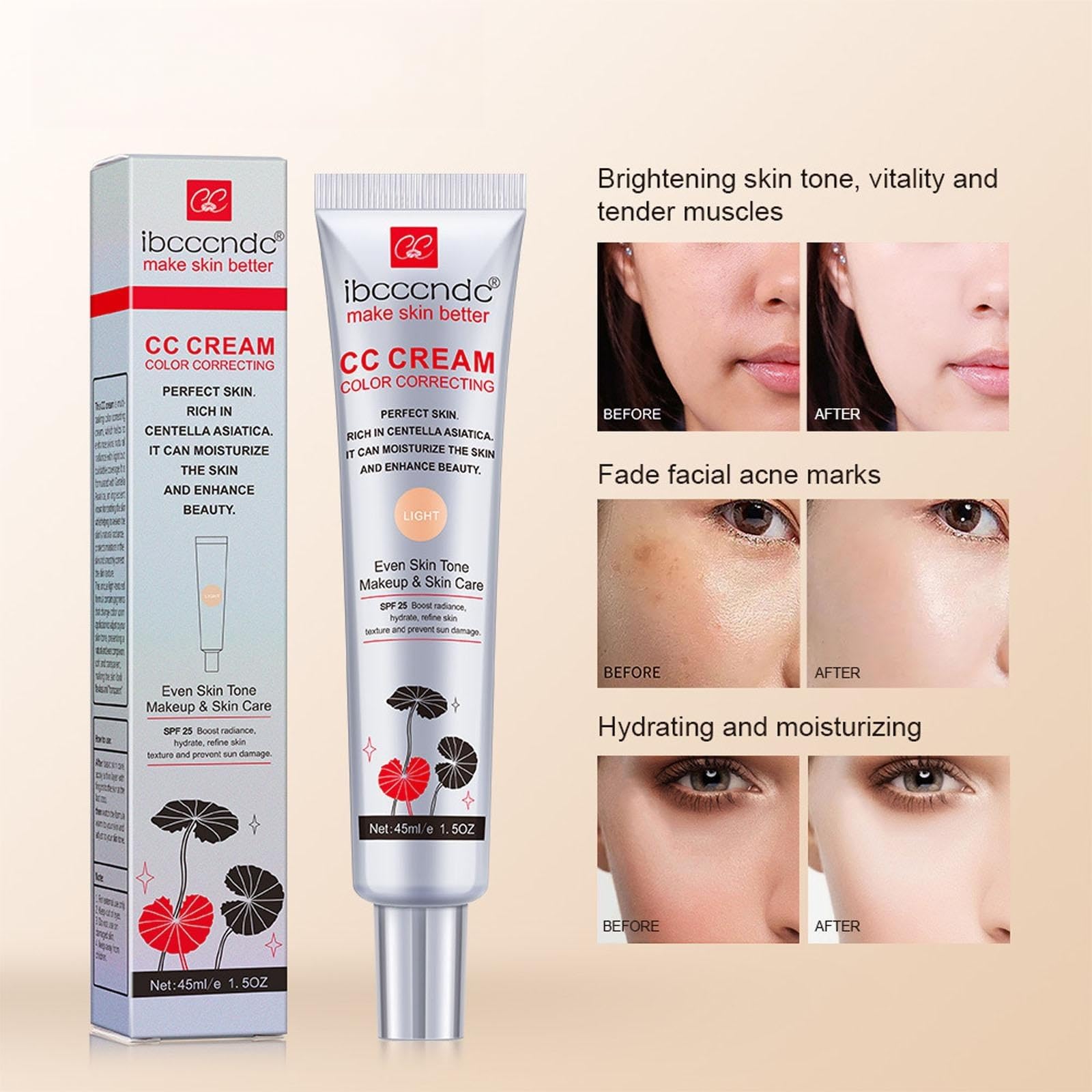 New Irven Cc Cream nawilżający podkład do makijażu z Centella Asiatica, uniwersalny podkład do makijażu, nawilżający korektor twarzy, ochrona przed słońcem, pełne pokrycie