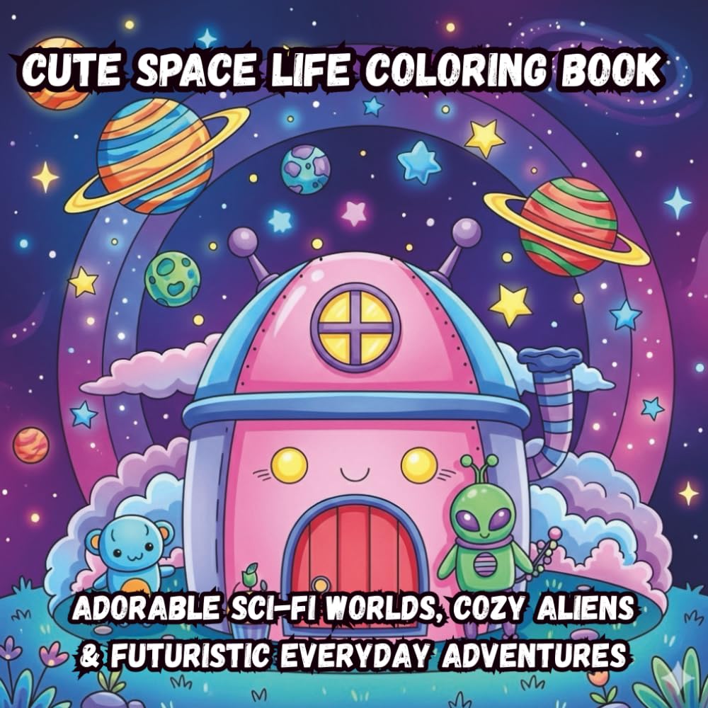 Cute Space Life Coloring Book: Adorable Sci-Fi Worlds, Cozy Aliens & Futuristic Everyday Adventures
