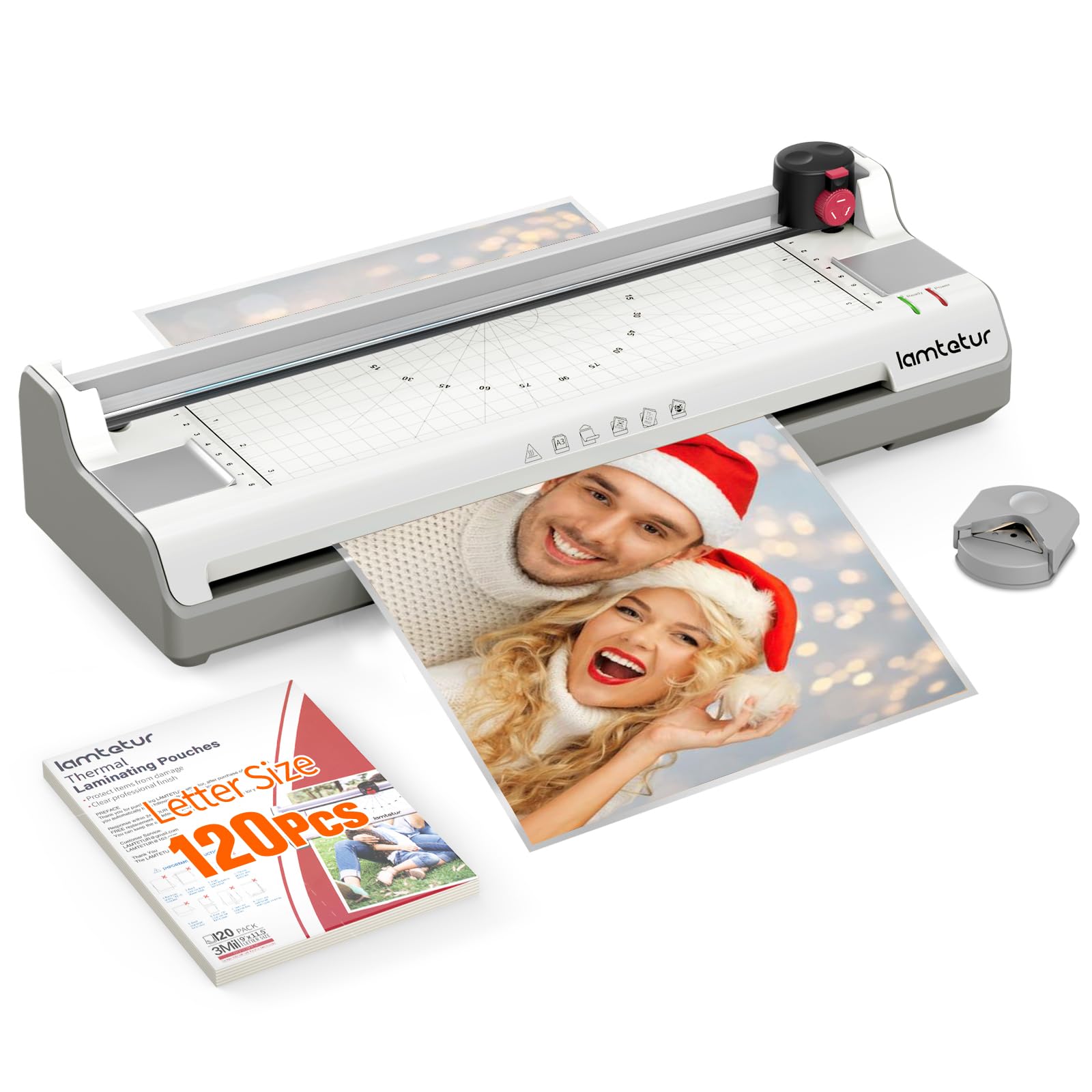 Laminator Machine 13Inch Wide with 120 Letter Size Laminating Sheets for A3/A4/A6,11X17 Thermal Hot&Cold 2 Roller Laminated 3-5Mil with Paper Cutter, Corner Rounder for Office Home School Teacher Use