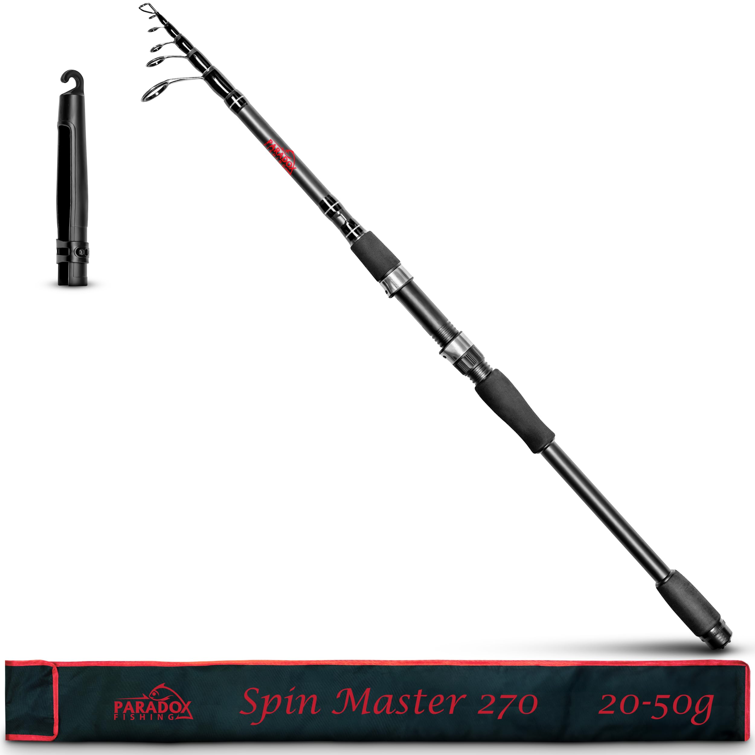 Paradox Fishing Teleskopowa wędka spinningowa 2,1 m/2,4 m/2,7 m – do okonia, szczupaka, sandacza, wędka wędkarska, wędka wędkarska Baitcast, mały wymiar transportowy, idealny do podróży