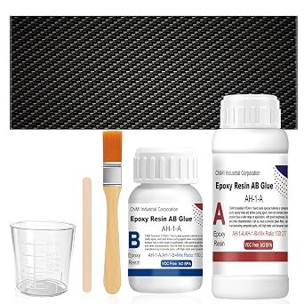 Carbon Fiber Repair Kit, Carbon Fiber Kit, 8"x 23.6 Twill Carbon Fiber Cloth, 100g Epoxy Resin and 27g Epoxy Hardener, Measuring Cup, Mixing Sticks and Brush for Repairing Car, Furniture, Bike, Boat
