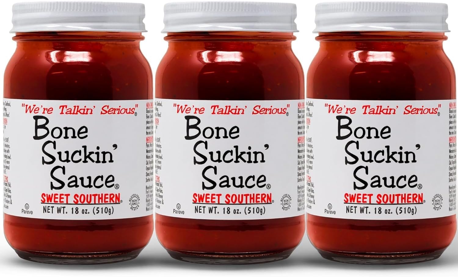Sauce Sweet Southern BBQ Sauce, Gluten-Free, Non-GMO, Kosher, Sweetened with Cane Sugar & Molasses, All-Purpose Barbecue Sauce, For Ribs, Chicken, Pork, Beef (3 Count, Sweet Southern)