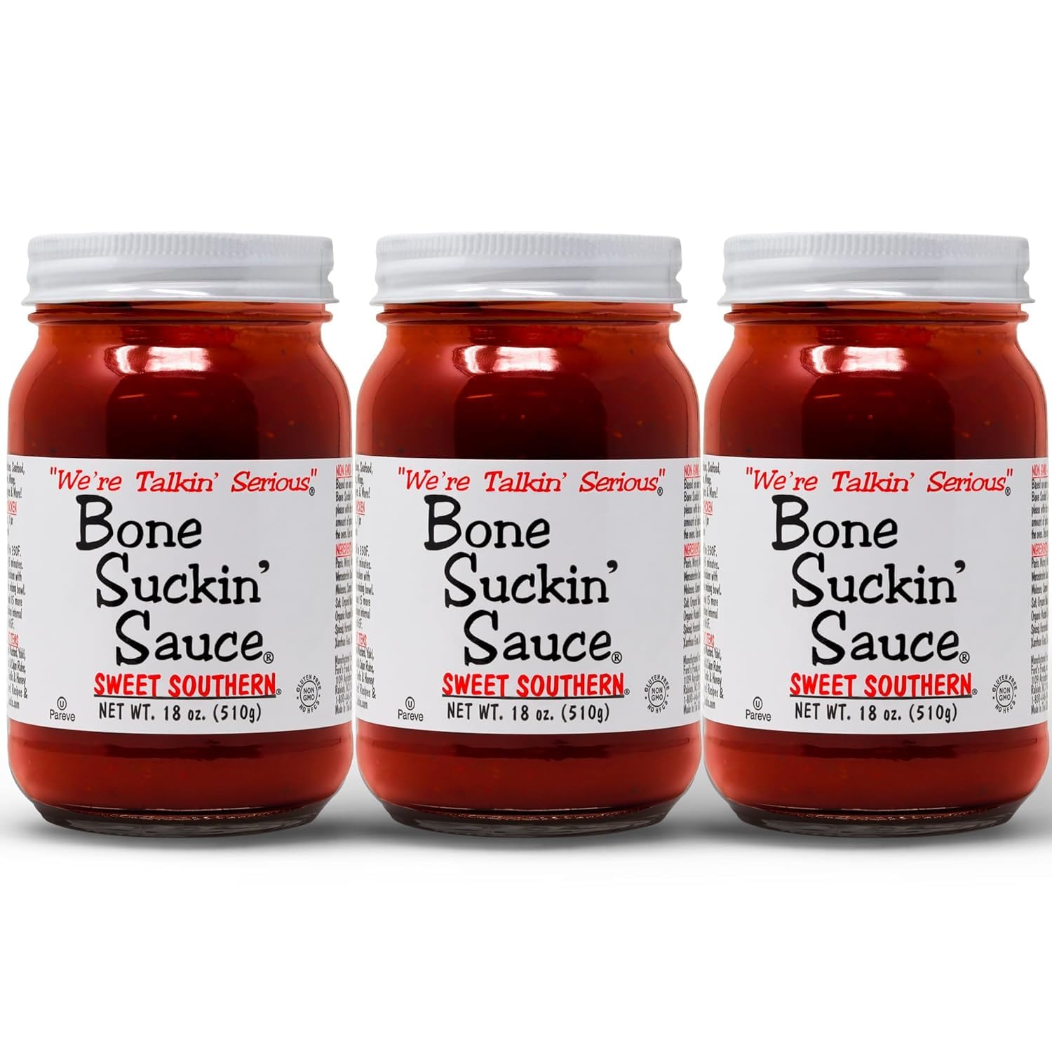 Sauce Sweet Southern BBQ Sauce, Gluten-Free, Non-GMO, Kosher, Sweetened with Cane Sugar & Molasses, All-Purpose Barbecue Sauce, For Ribs, Chicken, Pork, Beef (3 Count, Sweet Southern)