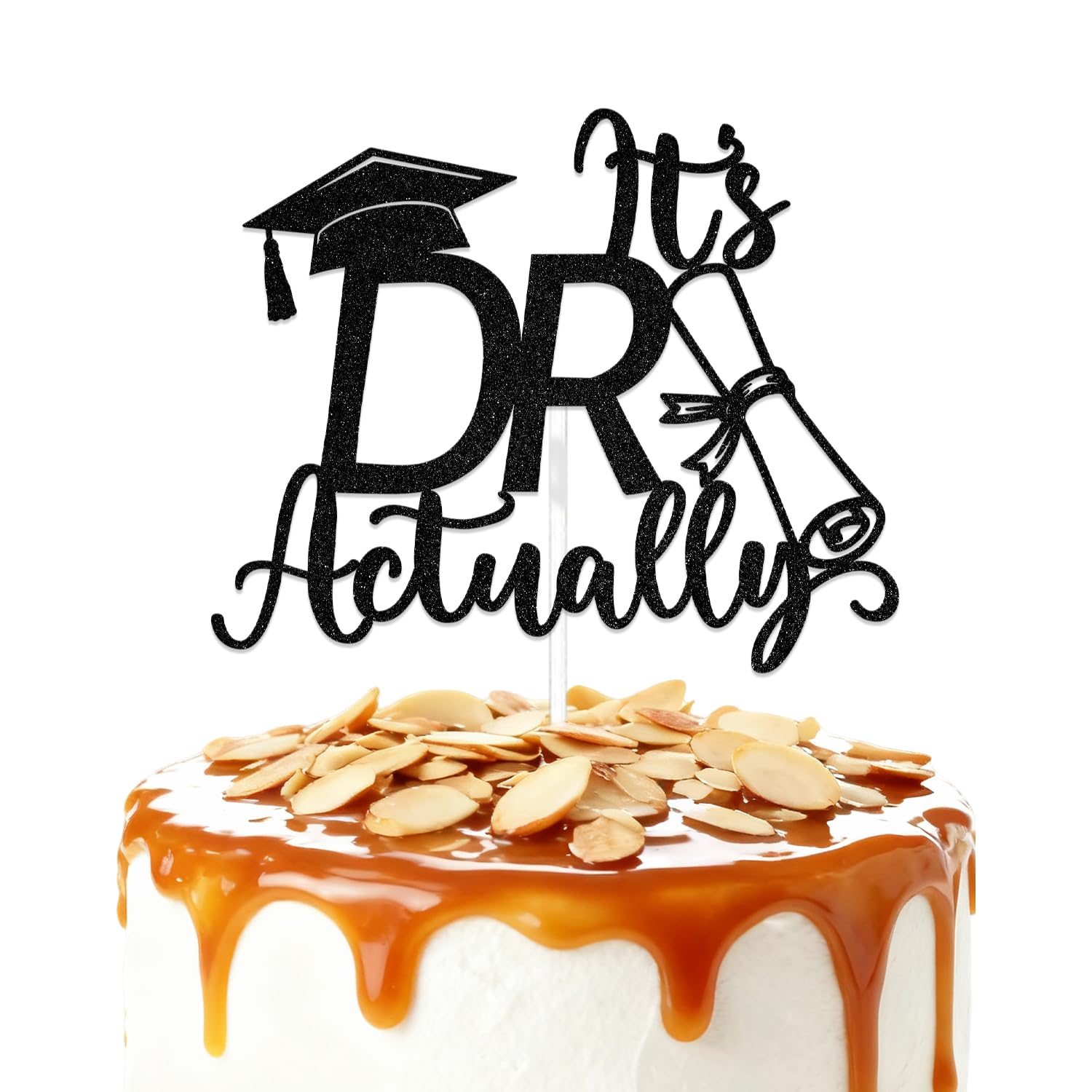 ZCXVC It's DR Actually Cake Topper Doctor Graduation Party Decorations Medical School Graduation Decor Black Glitter