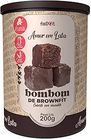 BOMBOM DE BROWNFIT CHOCOLATE ZERO AÇÚCAR - AMOR EM LATA 200G - FOOD4FIT