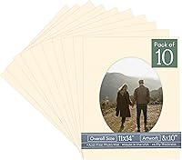 Vista 8 de CountryArtHouse Marco ovalado de 11 x 14 pulgadas, sin ácido, con núcleo blanco, corte biselado para fotos de 8 x 10 pulgadas, se adapta a marcos