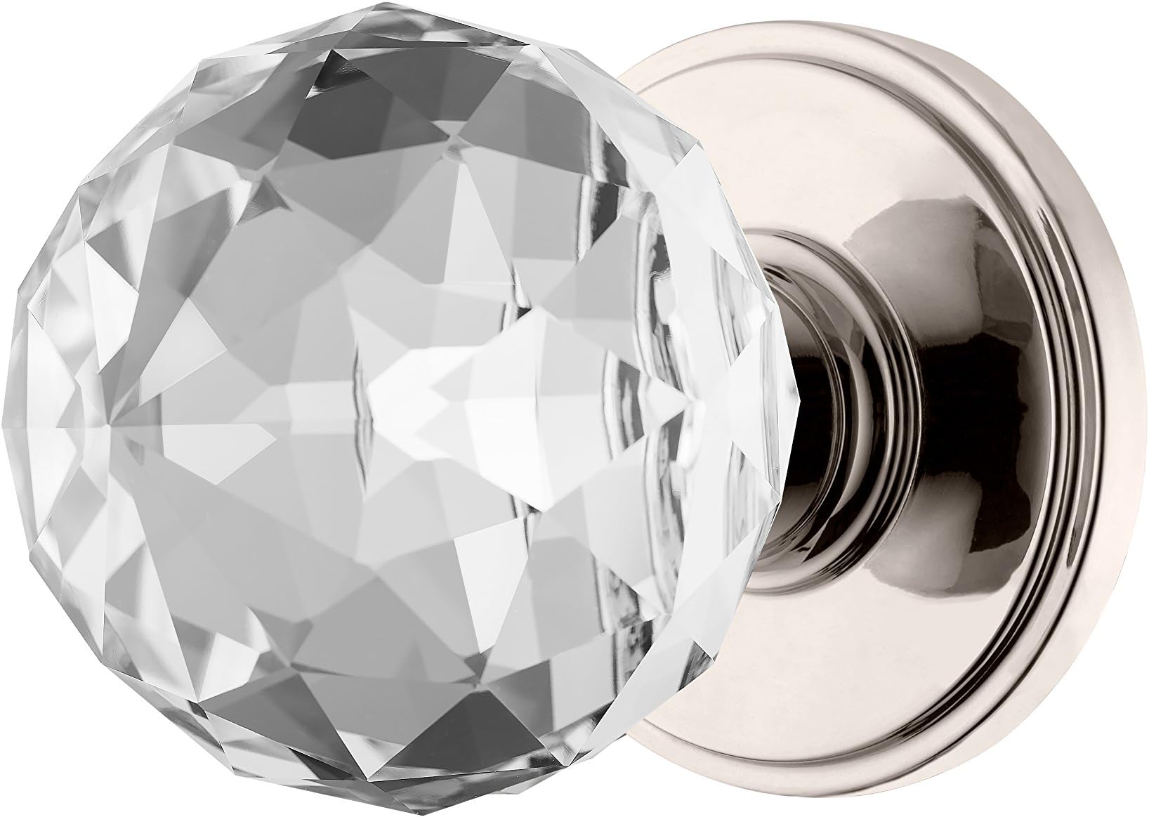Décor Living, AMG, and Enchante Accessories Faceted Crystal Door Knobs, Privacy Function for Bed and Bath, Iris Collection, Polished Nickel