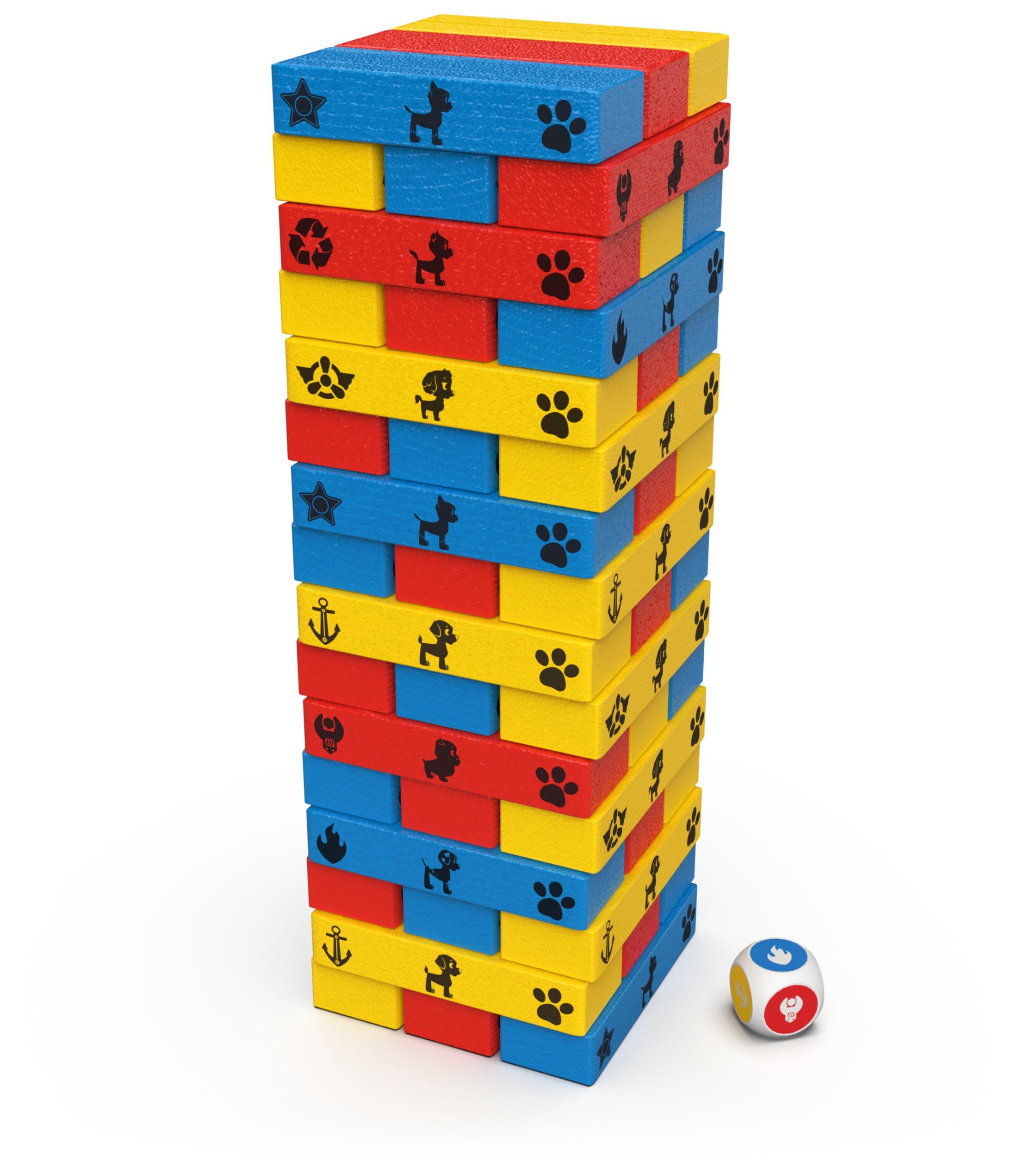 PAW Patrol, gioco Jumbling Tower da Spin Master Games, gioco da tavolo in legno colorato per impilare, costruire e rovesciare, giocattoli PAW Patrol, per bambini in età prescolare dai 4 anni in su