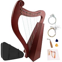 Lyre Harp, 23 Inches 19-String Zelkova Lyra Harp Kit, Stringed Musical Instruments with Tuning Wrench Gig Bag Instructions Extra Strings for Adults Beginners